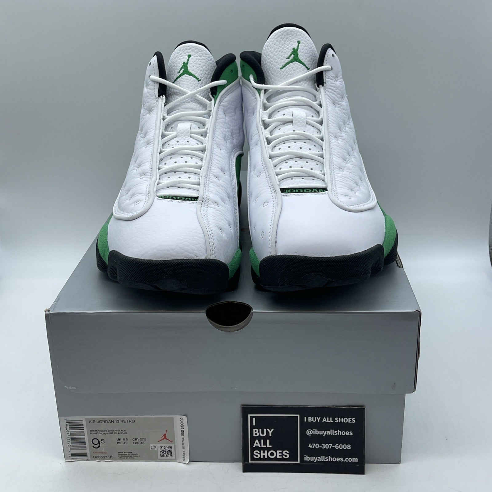Size 9.5 - Air Jordan 13 Retro Lucky Green 2020 White Suede (DB6537-113)