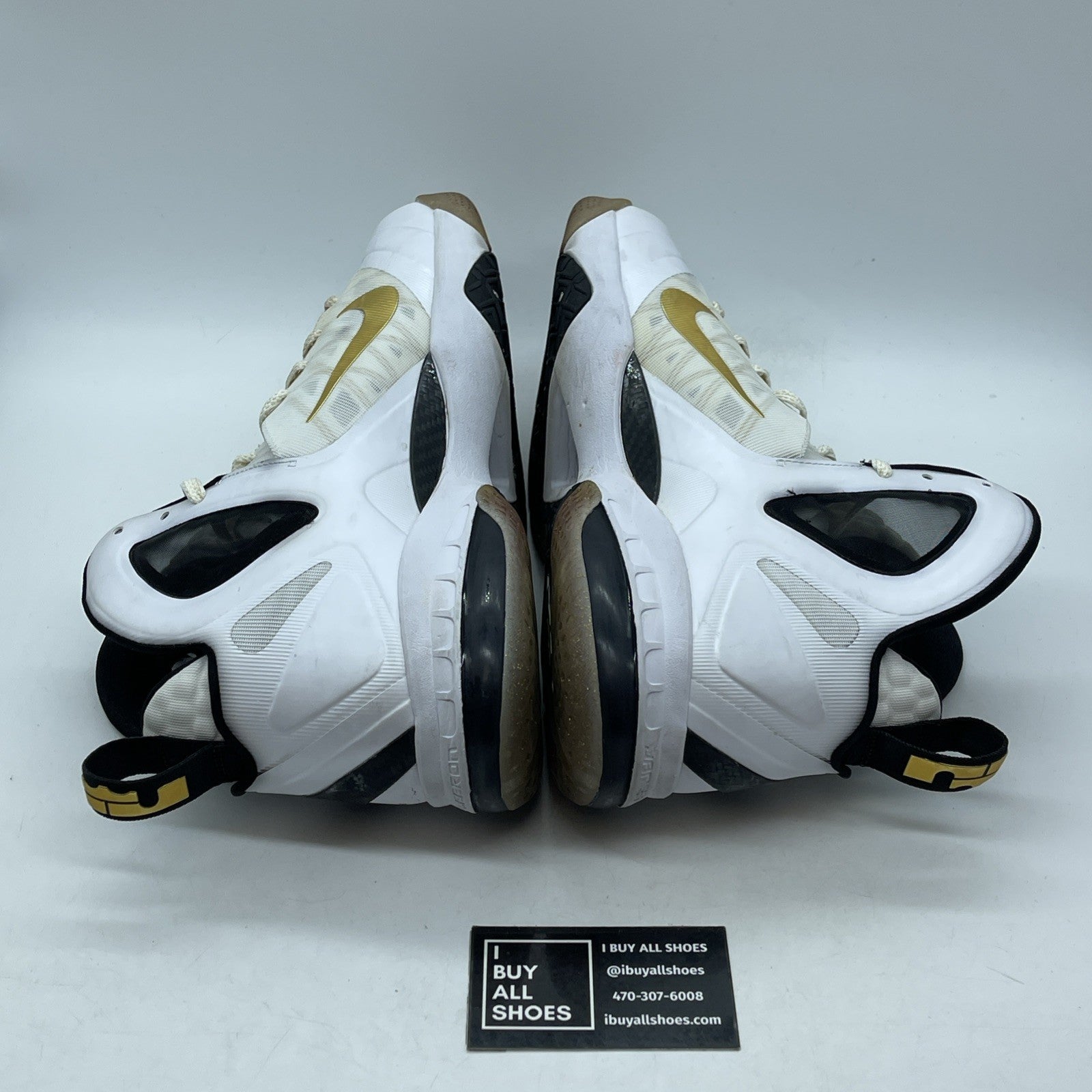Size 13 - Nike LeBron 9 P.S. Elite Home White Gold Leather (516958-100)