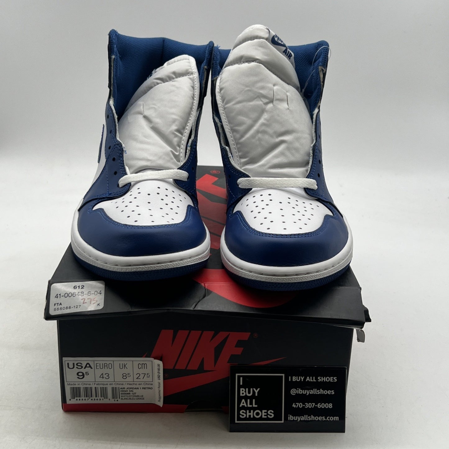Size 9.5 - Air Jordan 1 Retro High OG Storm Blue 2016 (555088-127)