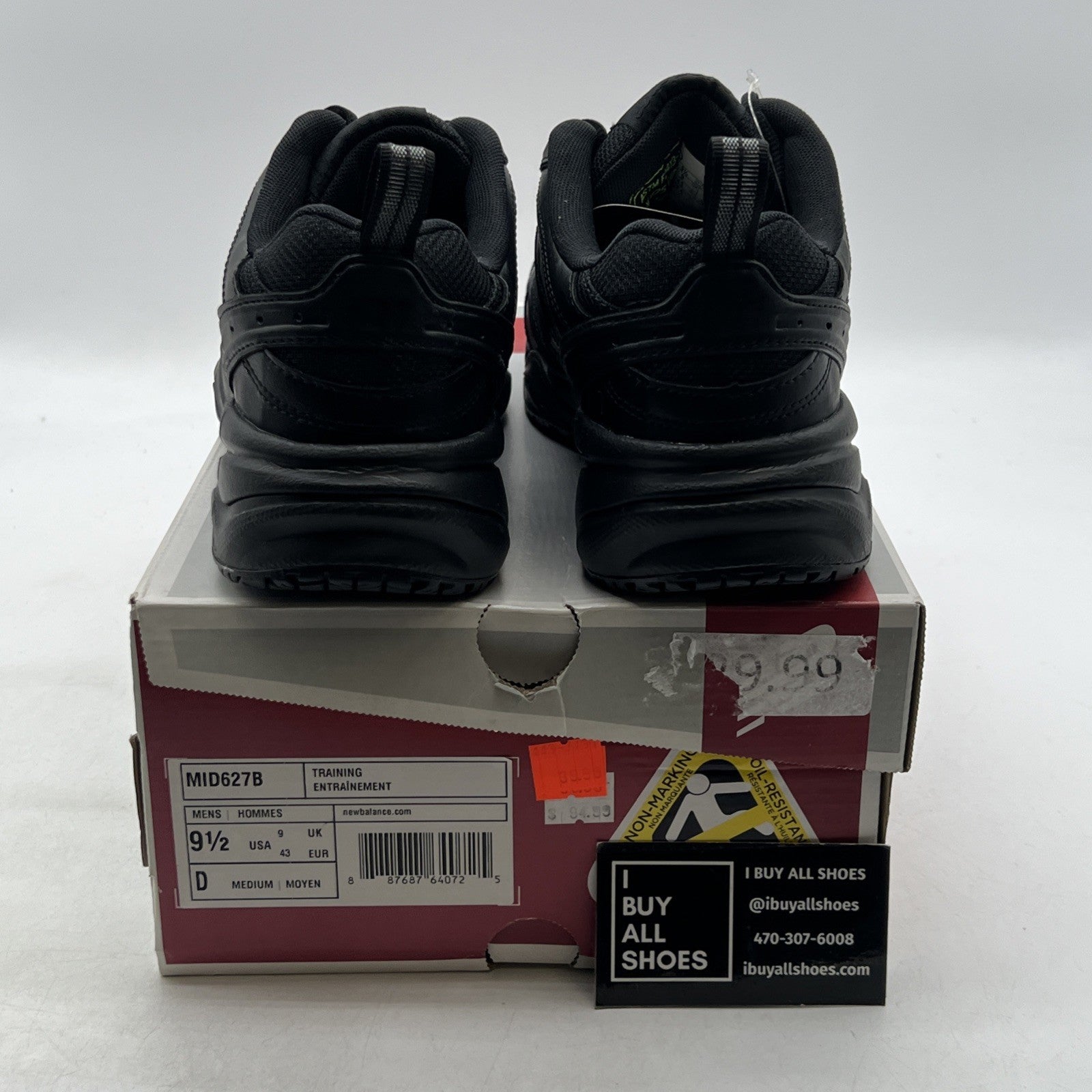 Size 9.5 - New Balance Steel Toe 627 Leather Triple Black (MID627B)