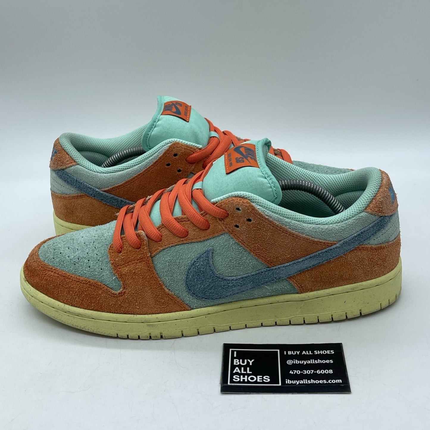 Size 12 - Nike Dunk SB Low Orange Emerald Rise Blue Suede (DV5429-800)
