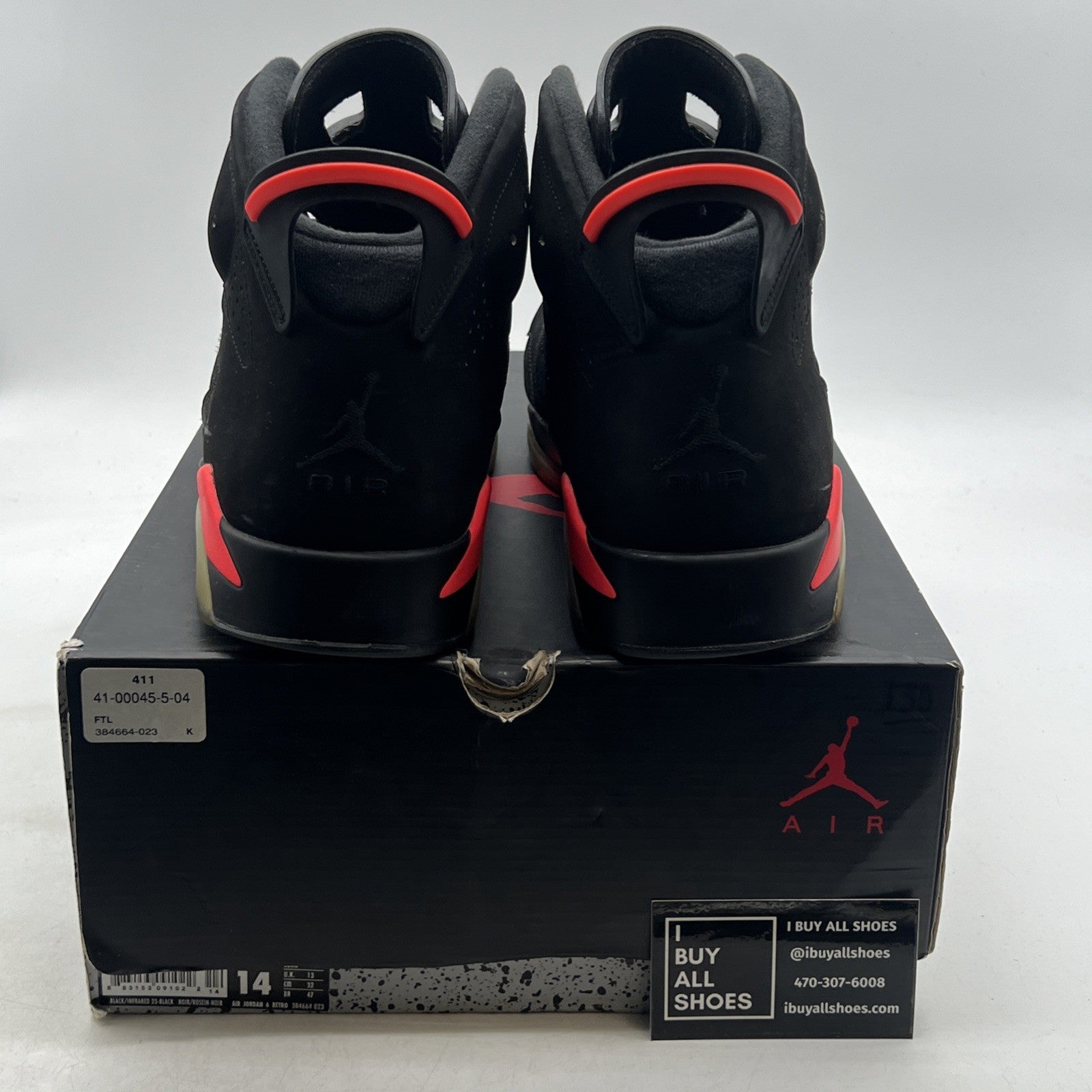 Size 14 - Air Jordan 6 Retro Infrared Black 2014 (384664-023)