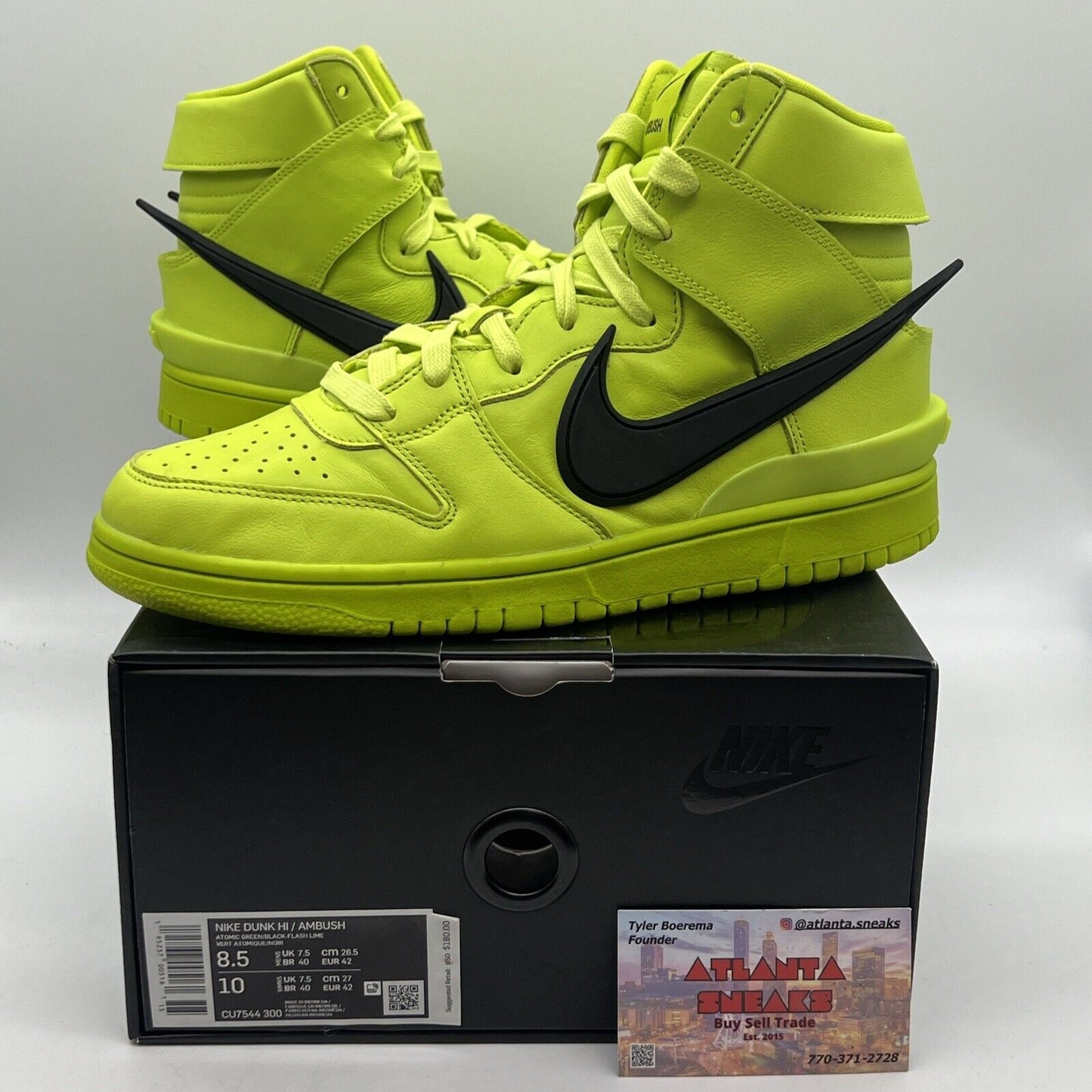 Size 8.5 - Nike Dunk High AMBUSH Flash Lime Brand New Og All