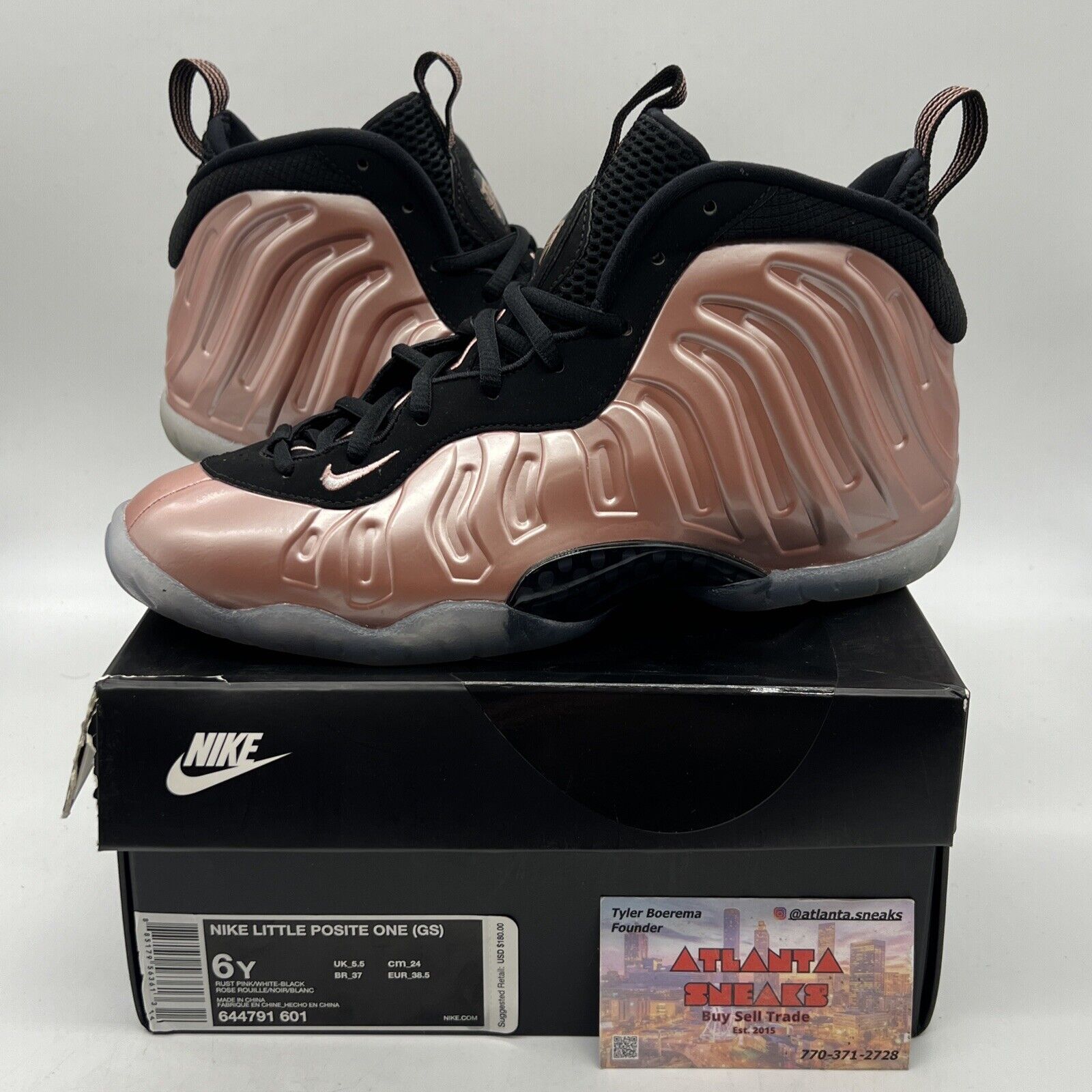 Air Foamposite One Gs ‘Elemental Rose’ (644791-601) Black Icey Pink Suede Used