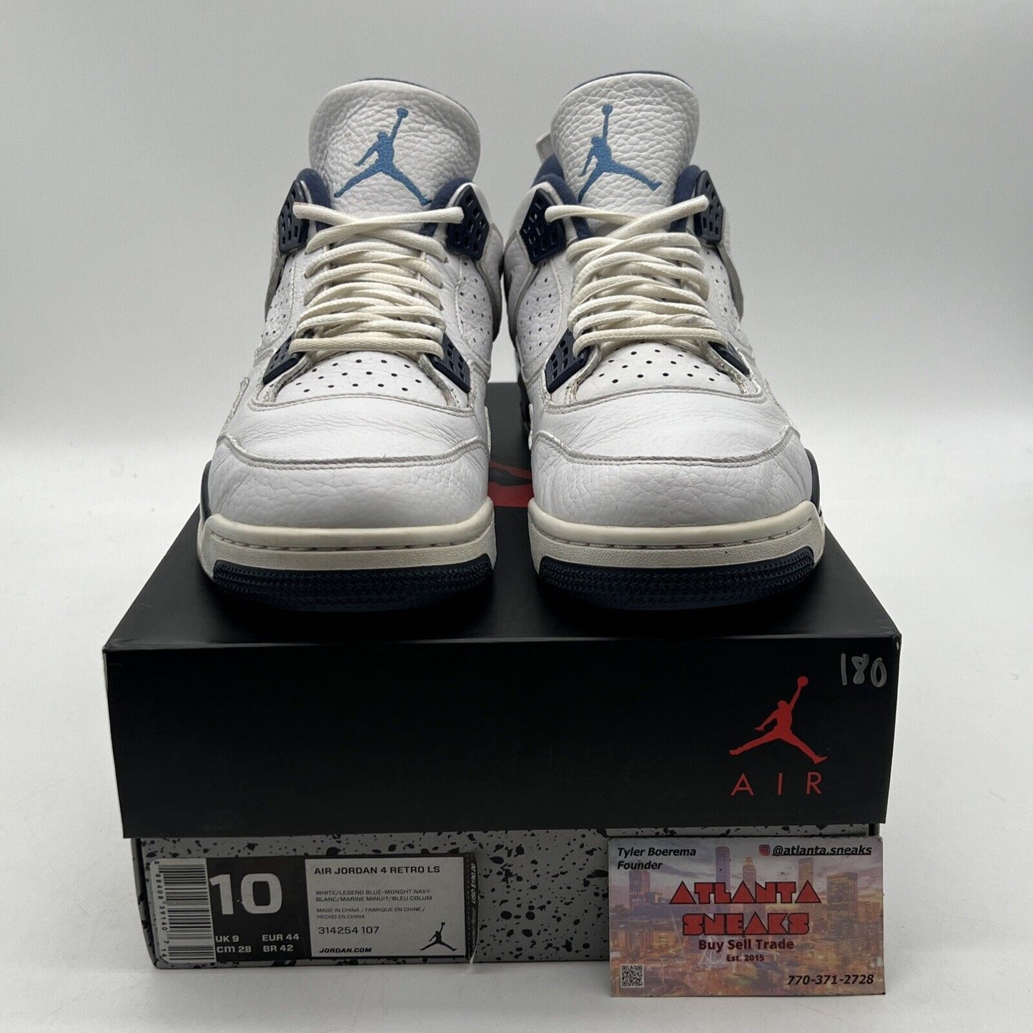 Size 10 - Air Jordan 4 Retro LS Columbia White Navy Leather (314254-107)