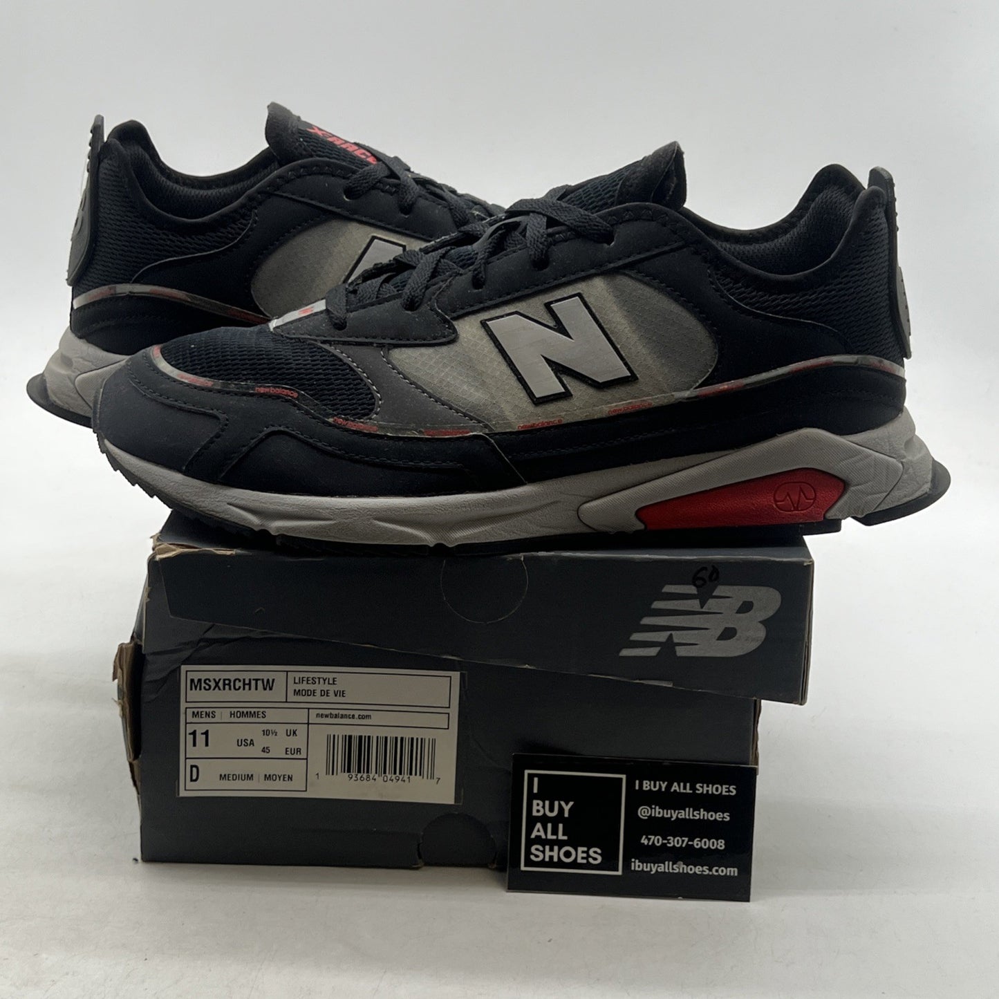 Size 11 - New Balance X-Racer Black Grey Red (MSXRCHTW)