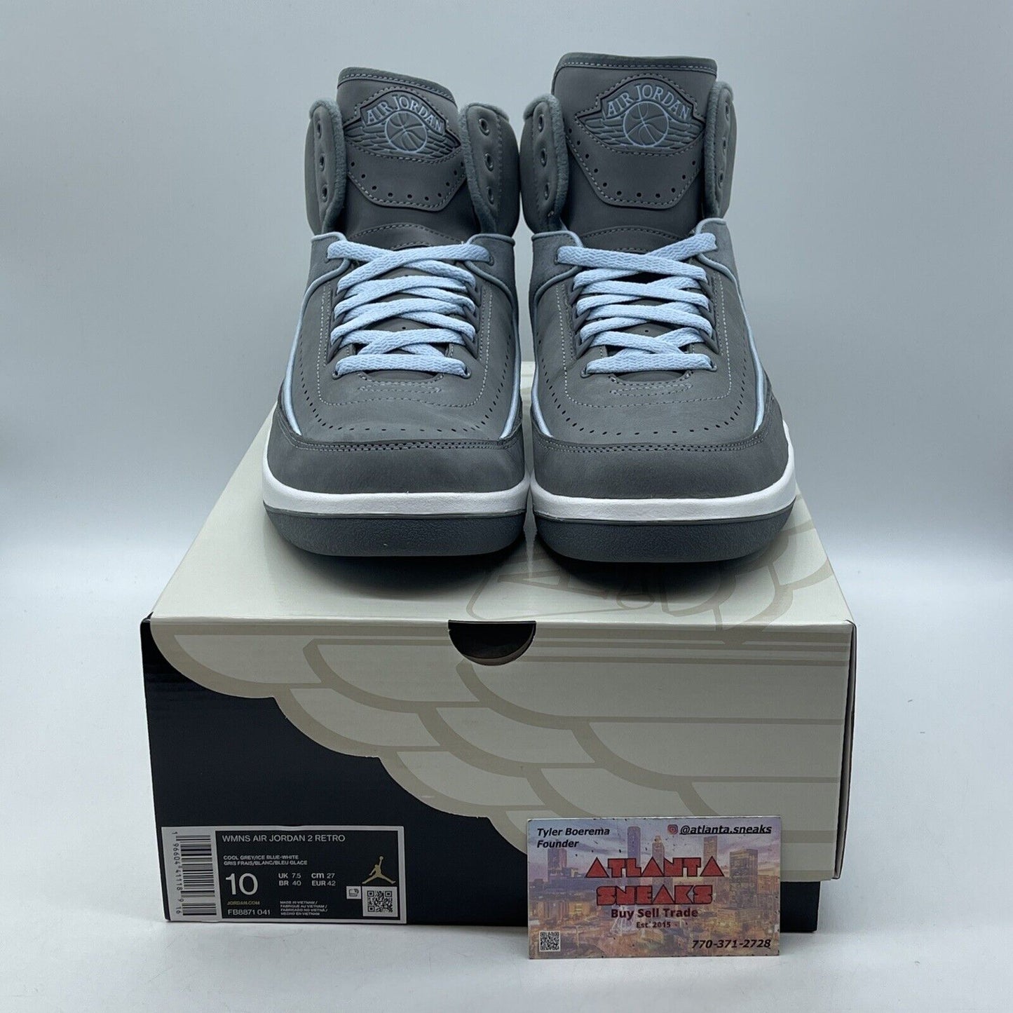 Size 10W - Air Jordan 2 Retro Cool Grey Suede Blue White Leather (FB8871-041)