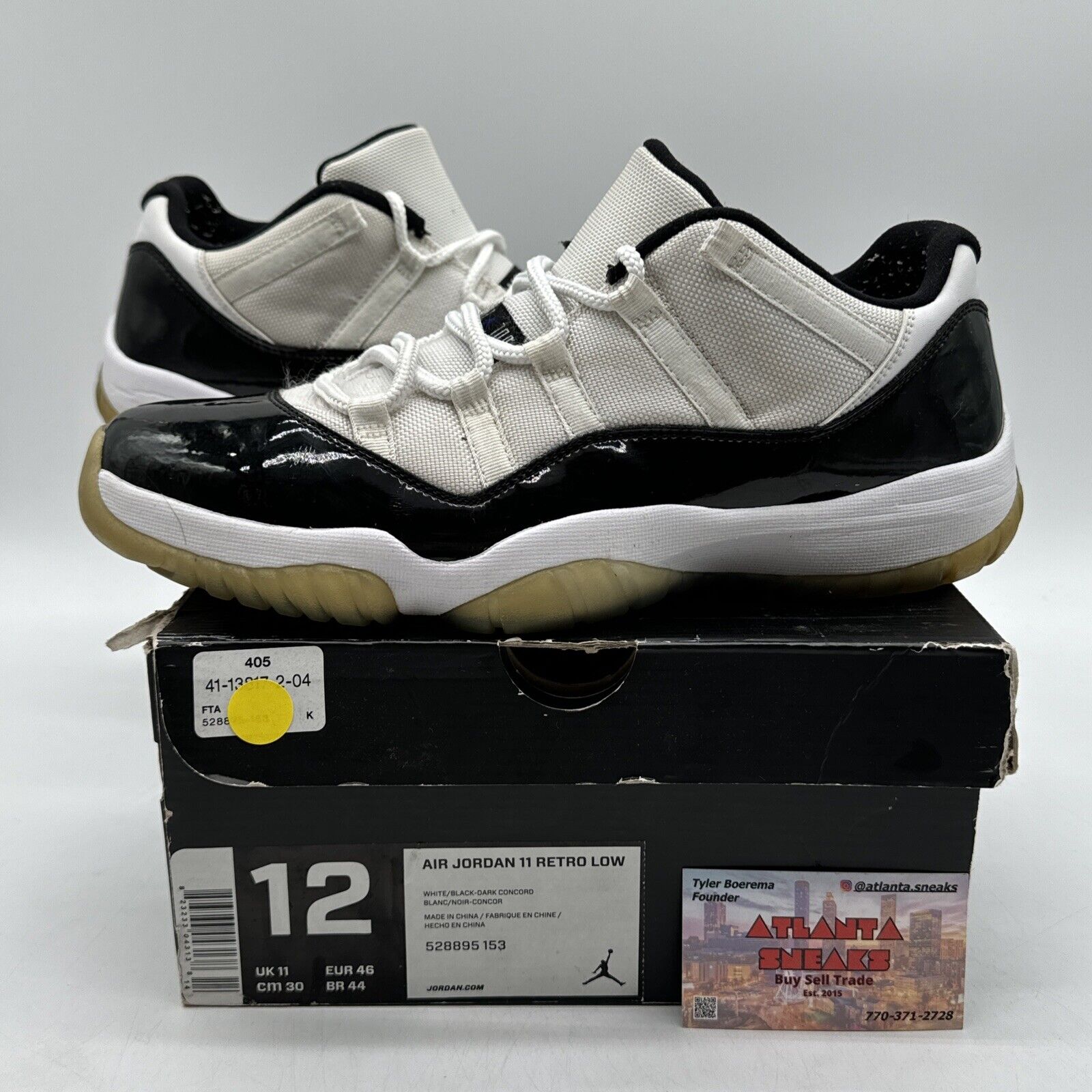 Size 11.5 - Air Jordan 11 Retro Low Concord White Black Nylon Mesh Leather Shiny