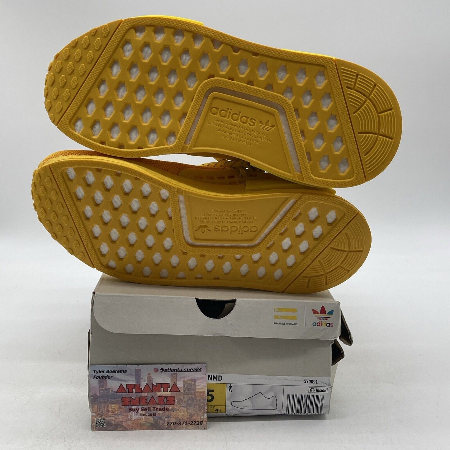 Size 5 - adidas Pharrell x NMD Human Race Yellow Black Suede (GY0091)