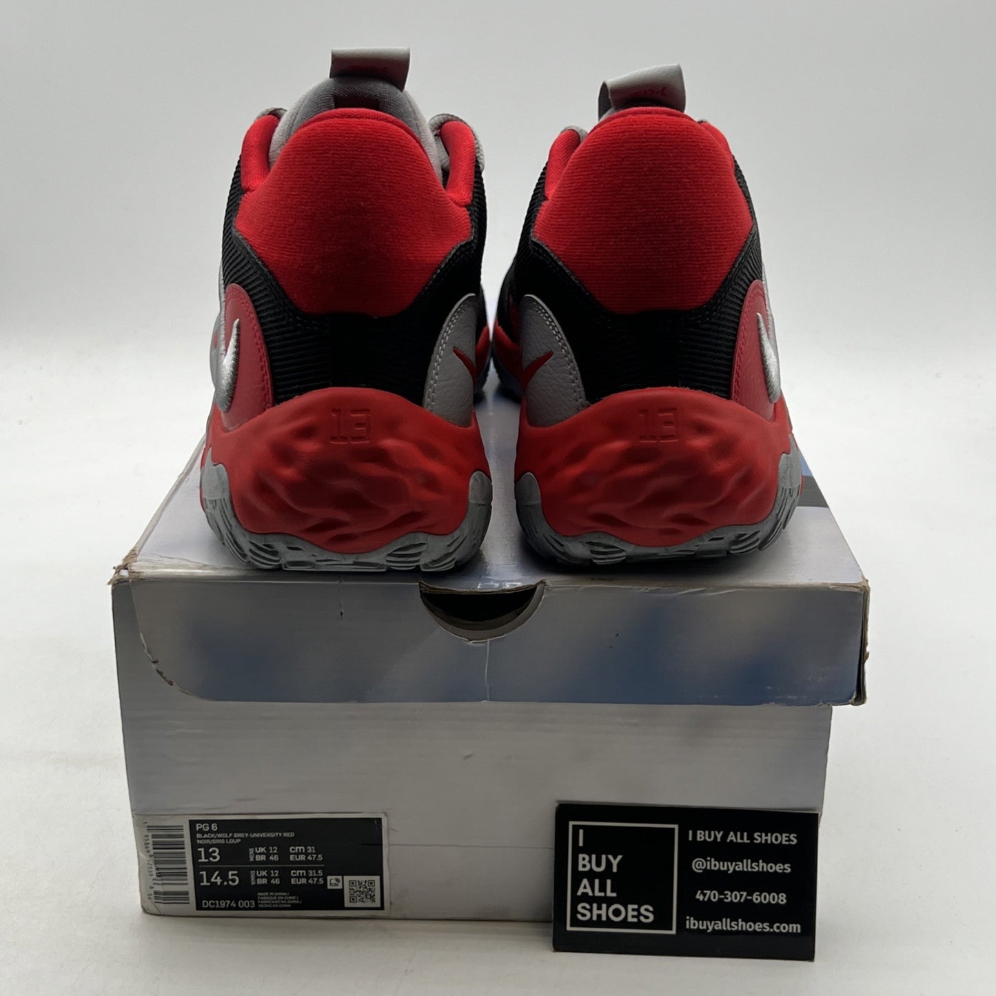 Size 13 - Nike PG 6 Bred Black/Red/Wolf Grey (DC1974-003)