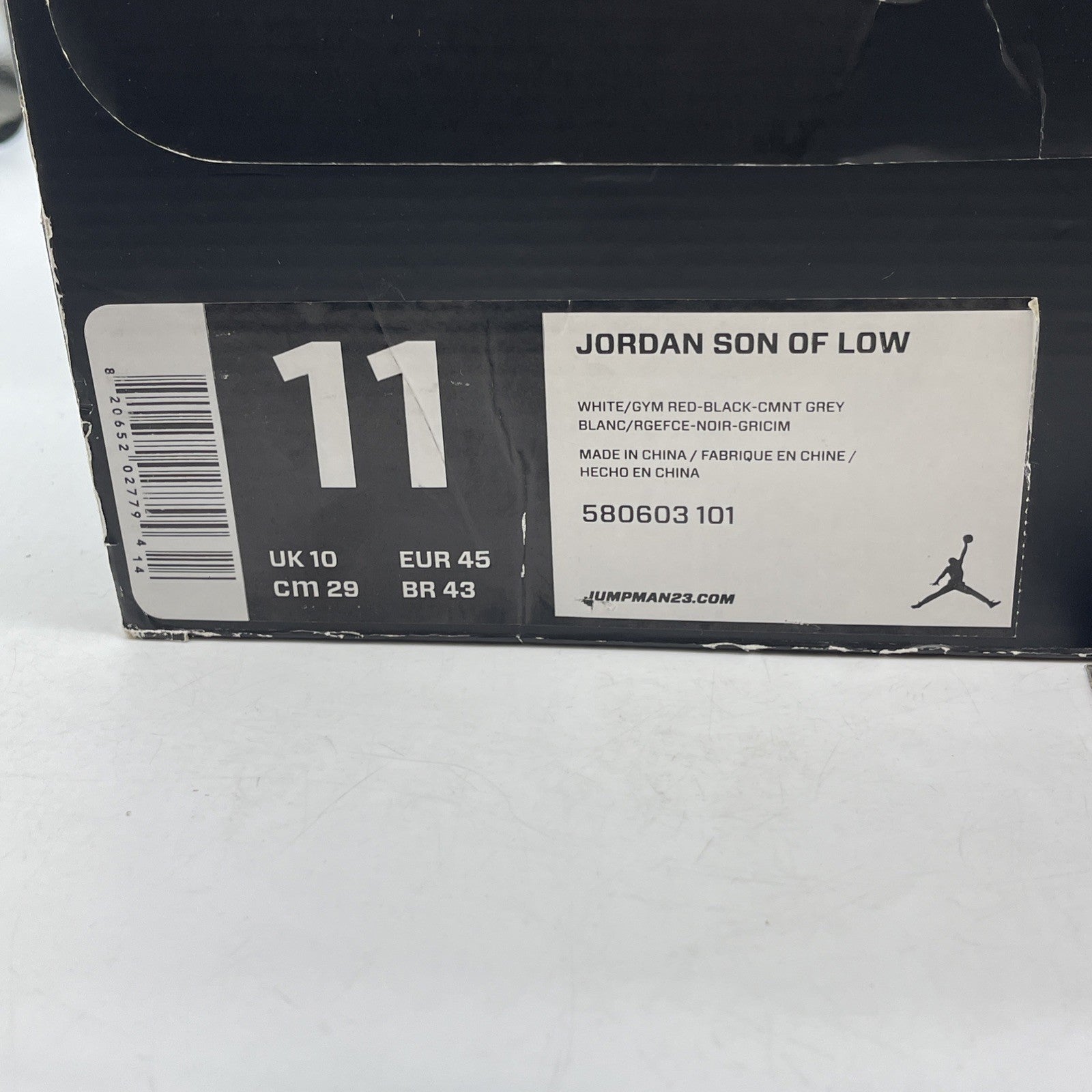 Size 11 - Jordan Son of Mars Low White Cement Suede Leather (580603-101)