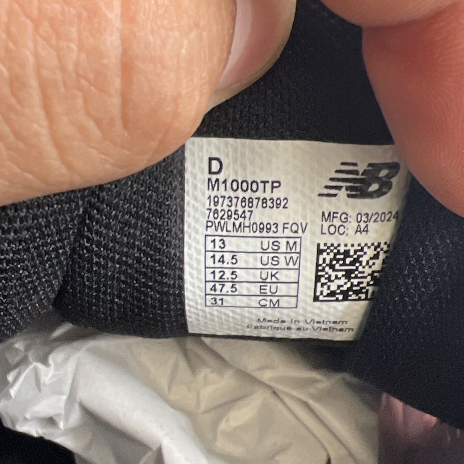 Size 13 - New Balance 1000 Reflective Pack - Black Honeycomb (M1000TP)