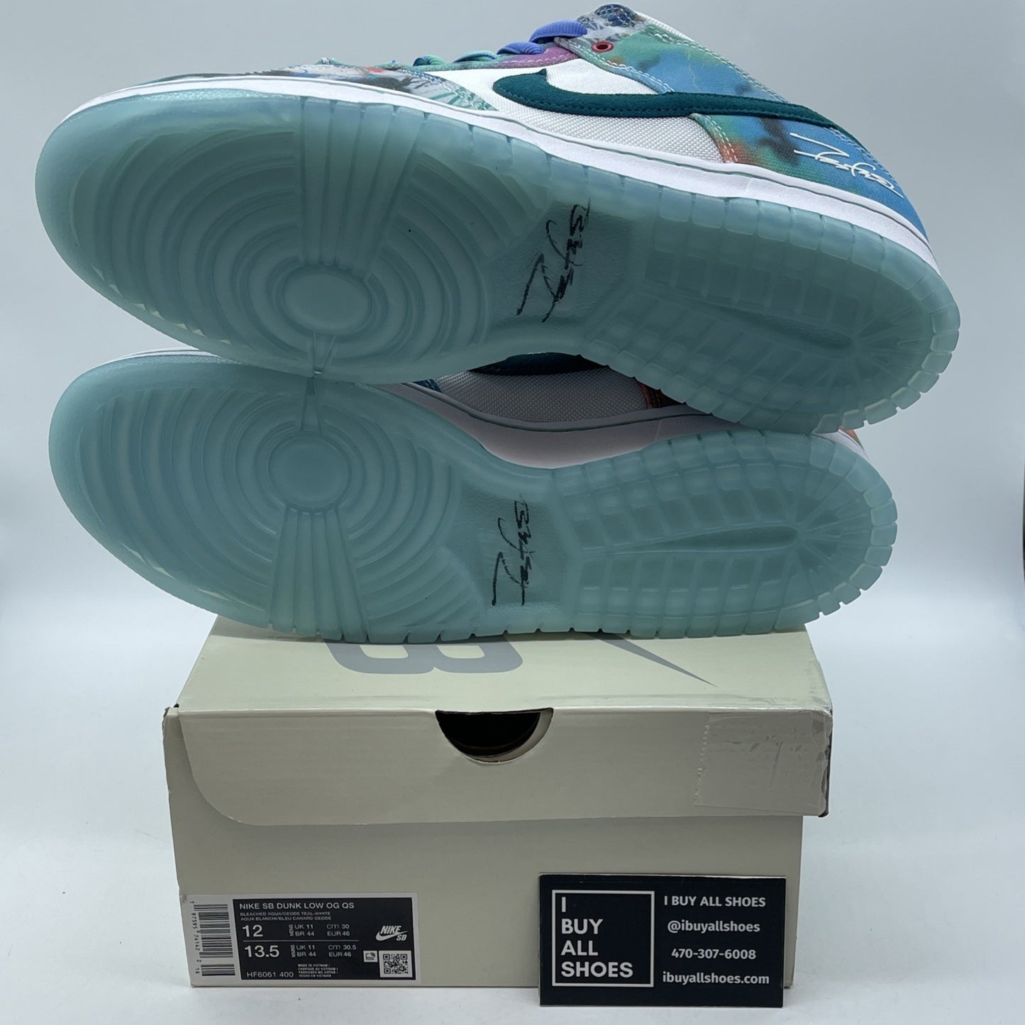 Size 12 - Nike Futura Laboratories x Dunk SB Low Bleached Aqua (HF6061-400)