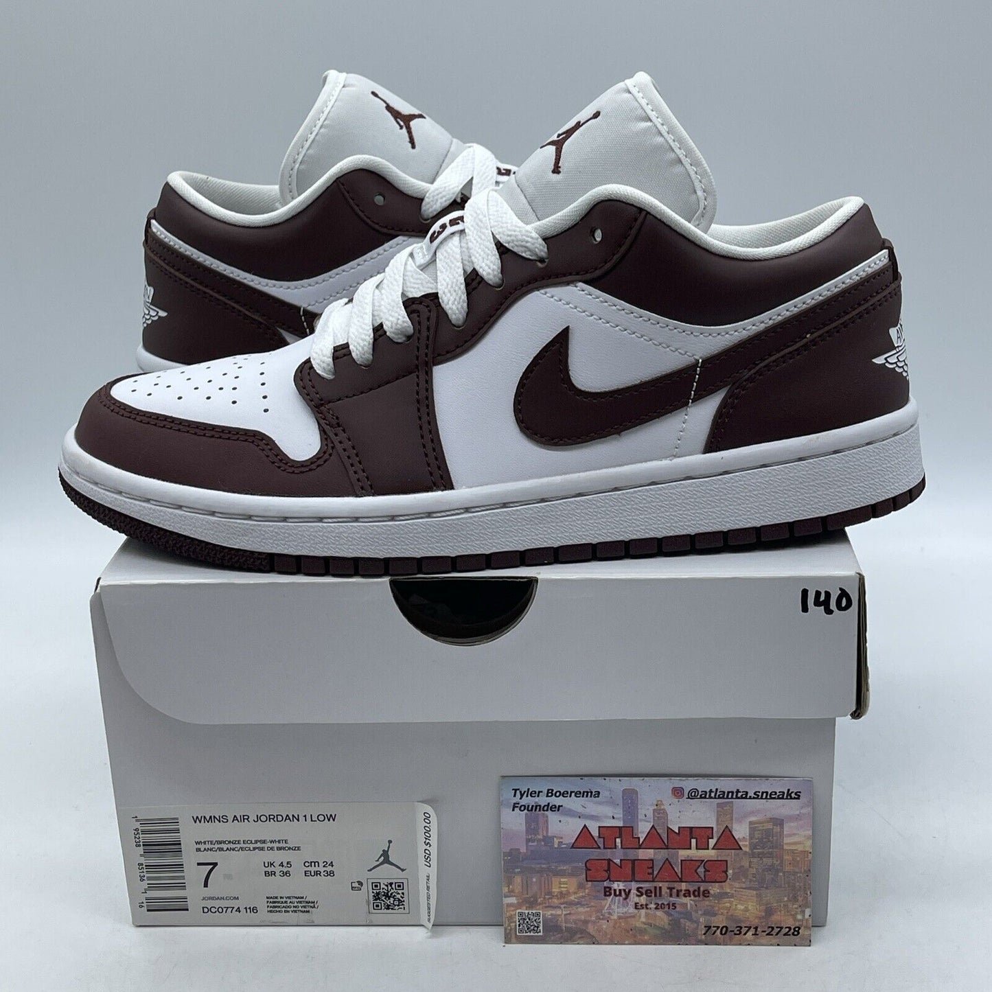 Size 7W - Wmns Air Jordan 1 Low Bronze Eclipse White Brown Leather (DC0774-116)