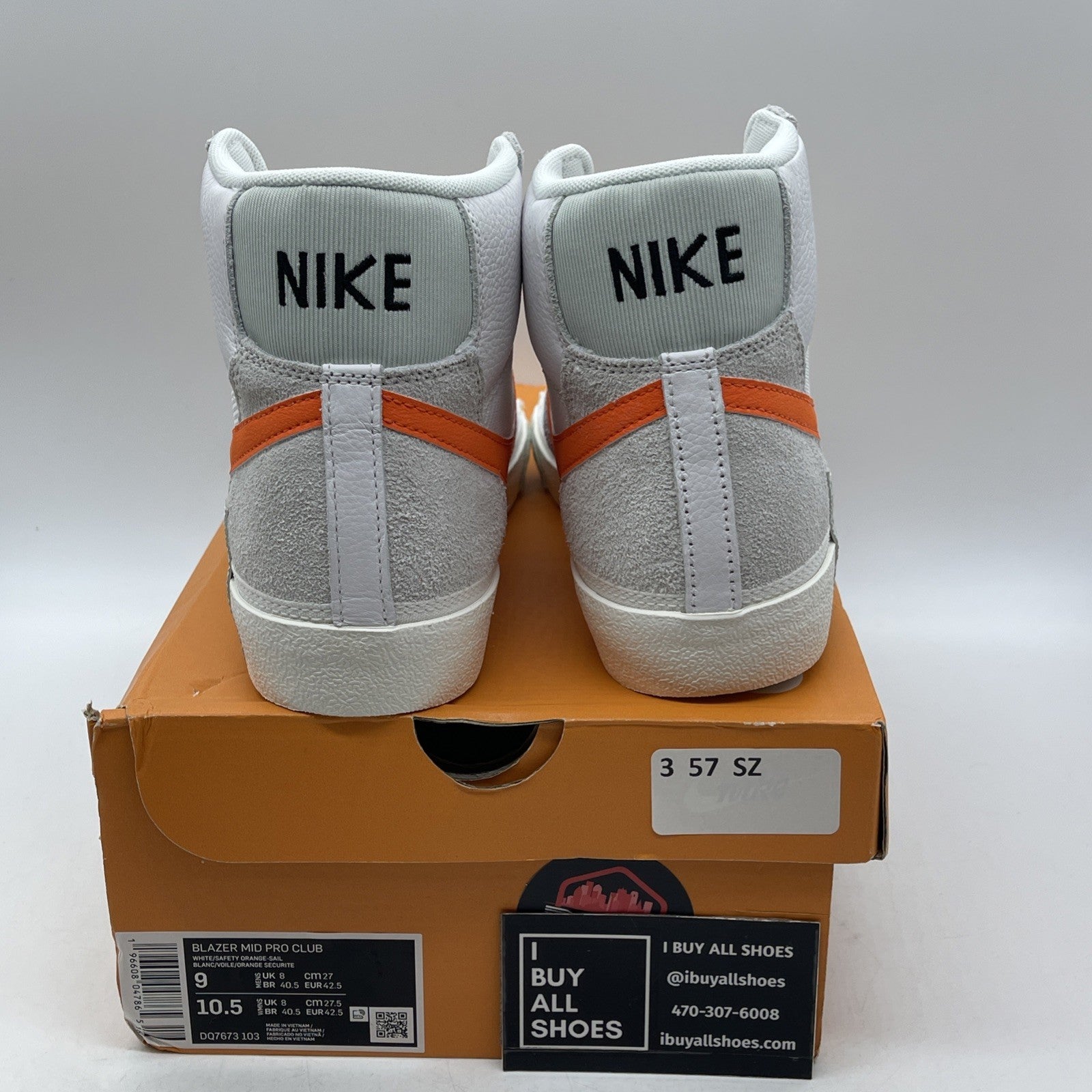 Size 9 - Nike Blazer '77 Pro Club Mid Remastered - White Safety Orange