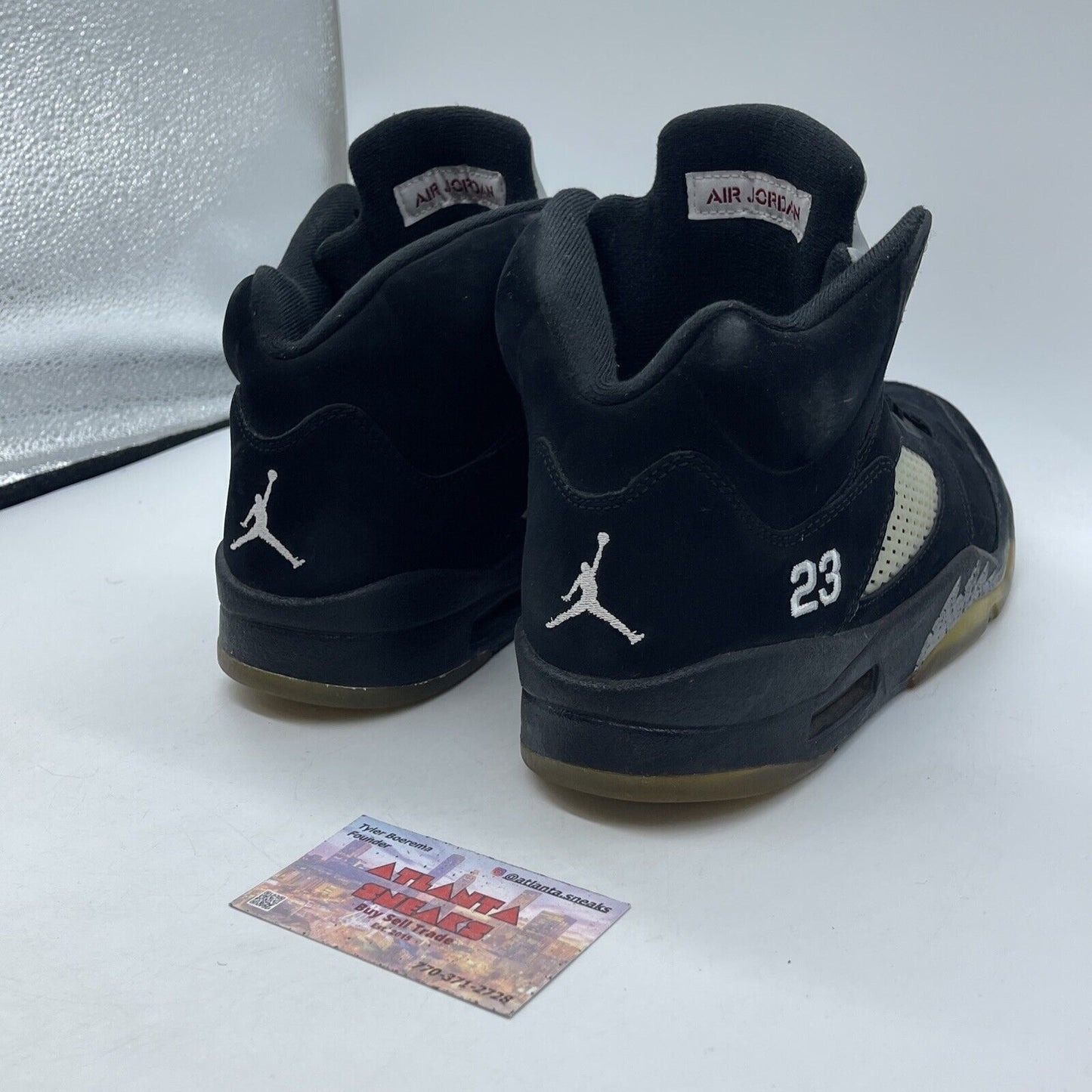 Size 9.5 - Air Jordan 5 Retro 2011 Metallic Black Silver Suede (136027-010)