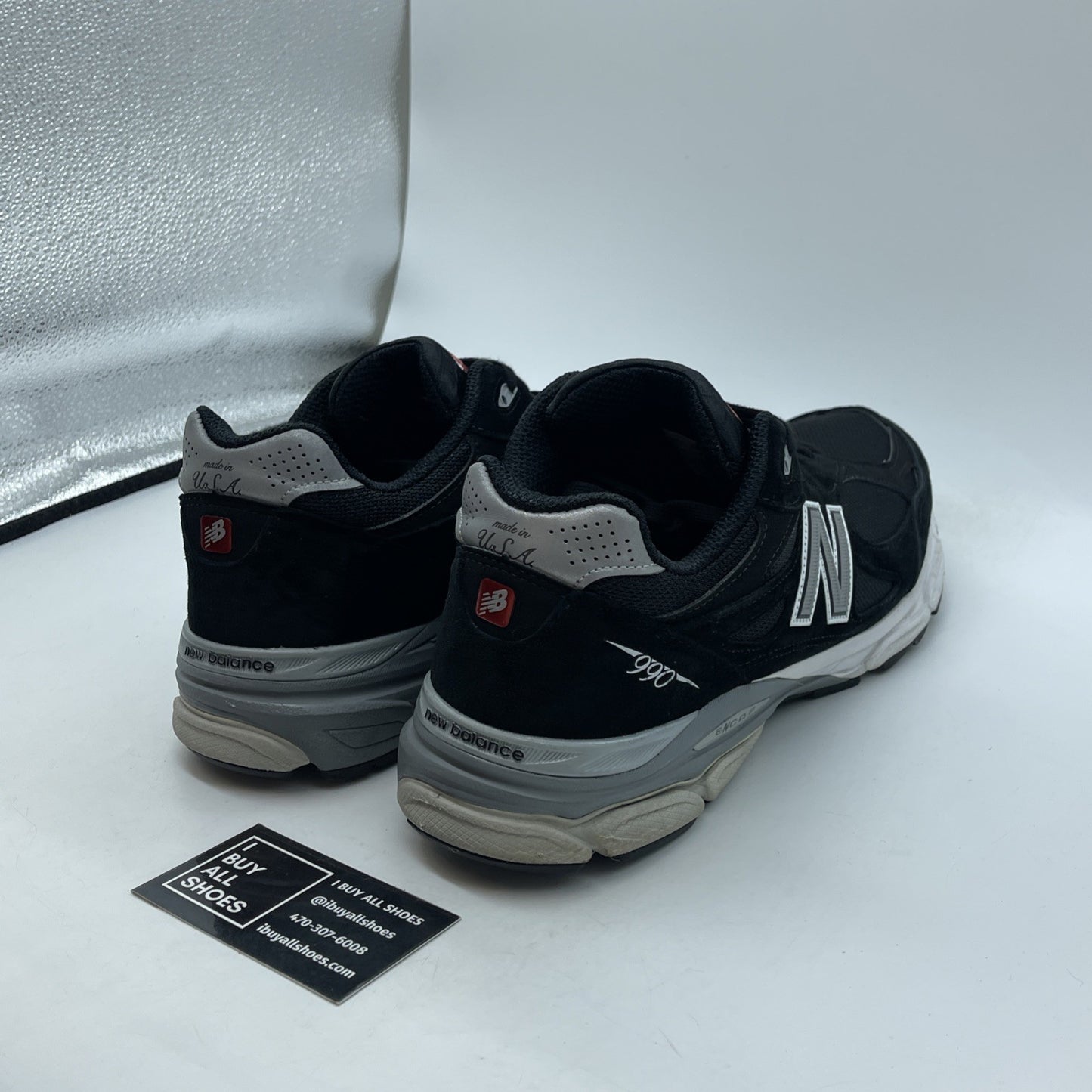 Size 12 - New Balance 990v3 Black And Silver Suede Leather (M990BS3)