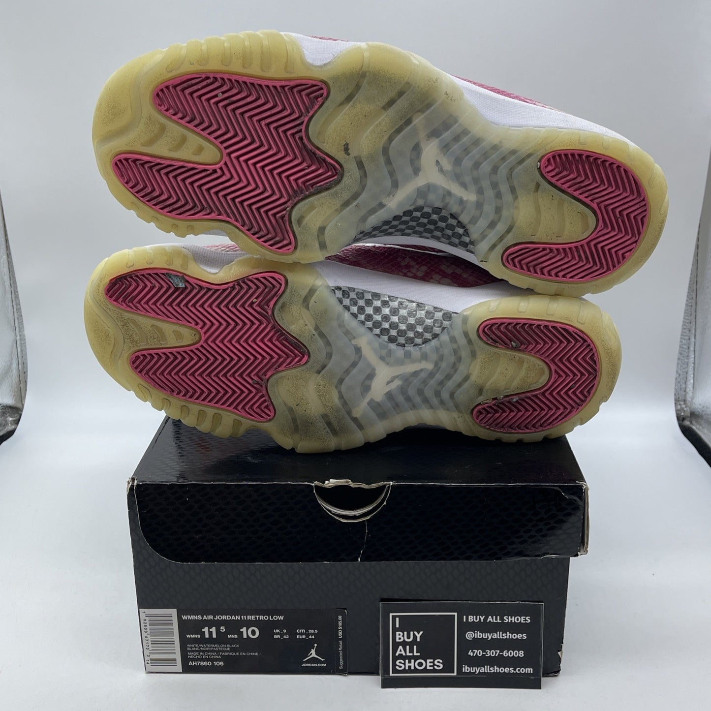 Size 11.5W - Air Jordan 11 Retro Low Pink Snakeskin White Leather (AH7860-106)