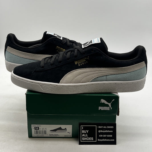 Size 14 - Puma Suede Classic Black Aquamarine (365347-86)