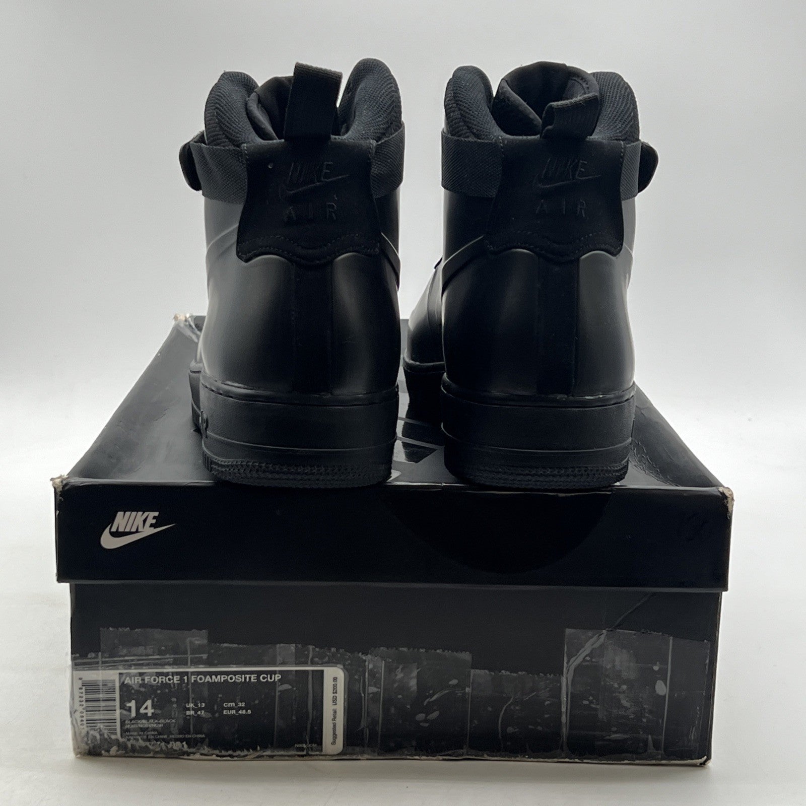 Size 14 - Nike Air Force 1 Foamposite Cup Triple Black (AH6771-001)