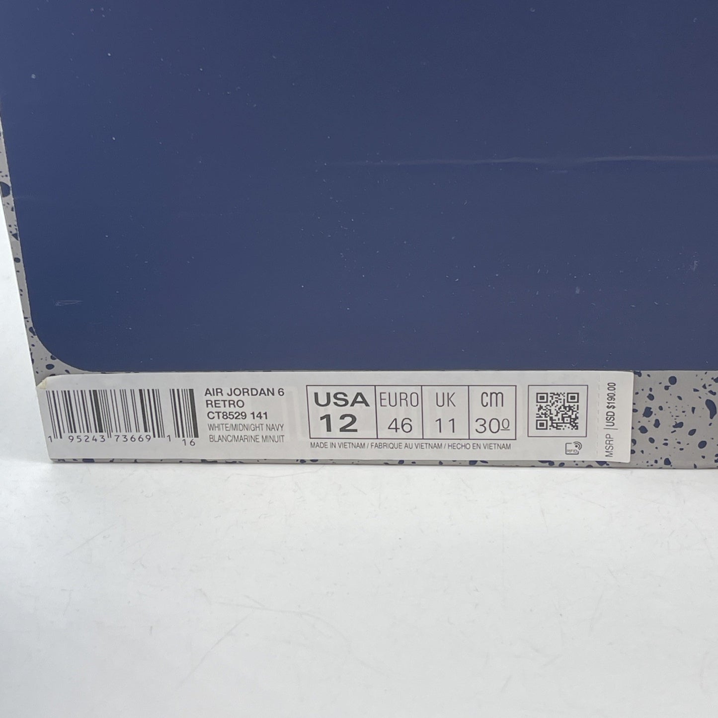 Size 12 - Jordan 6 Retro Midnight Navy Blue White Leather (CT8529-141)