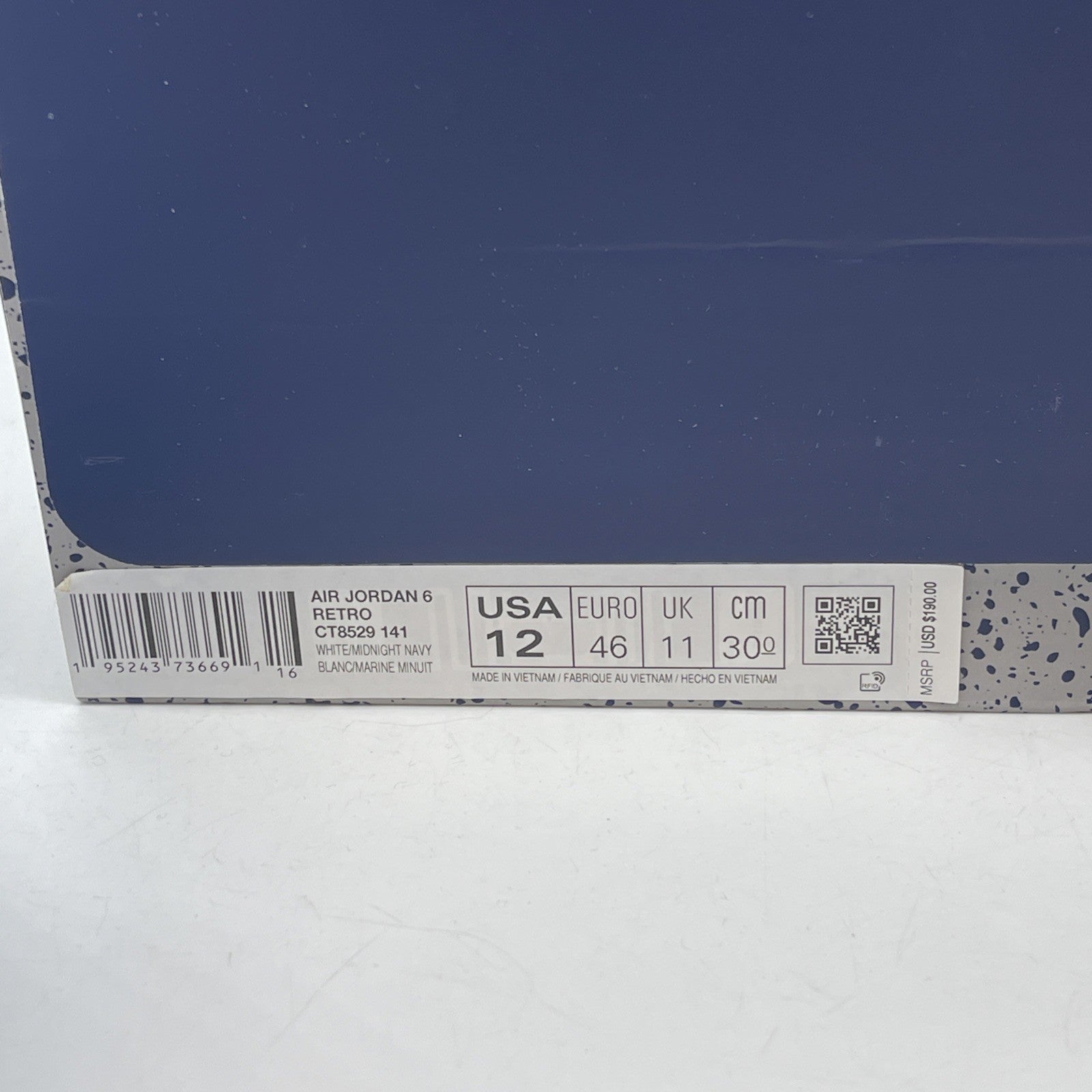 Size 12 - Jordan 6 Retro Midnight Navy Blue White Leather (CT8529-141)
