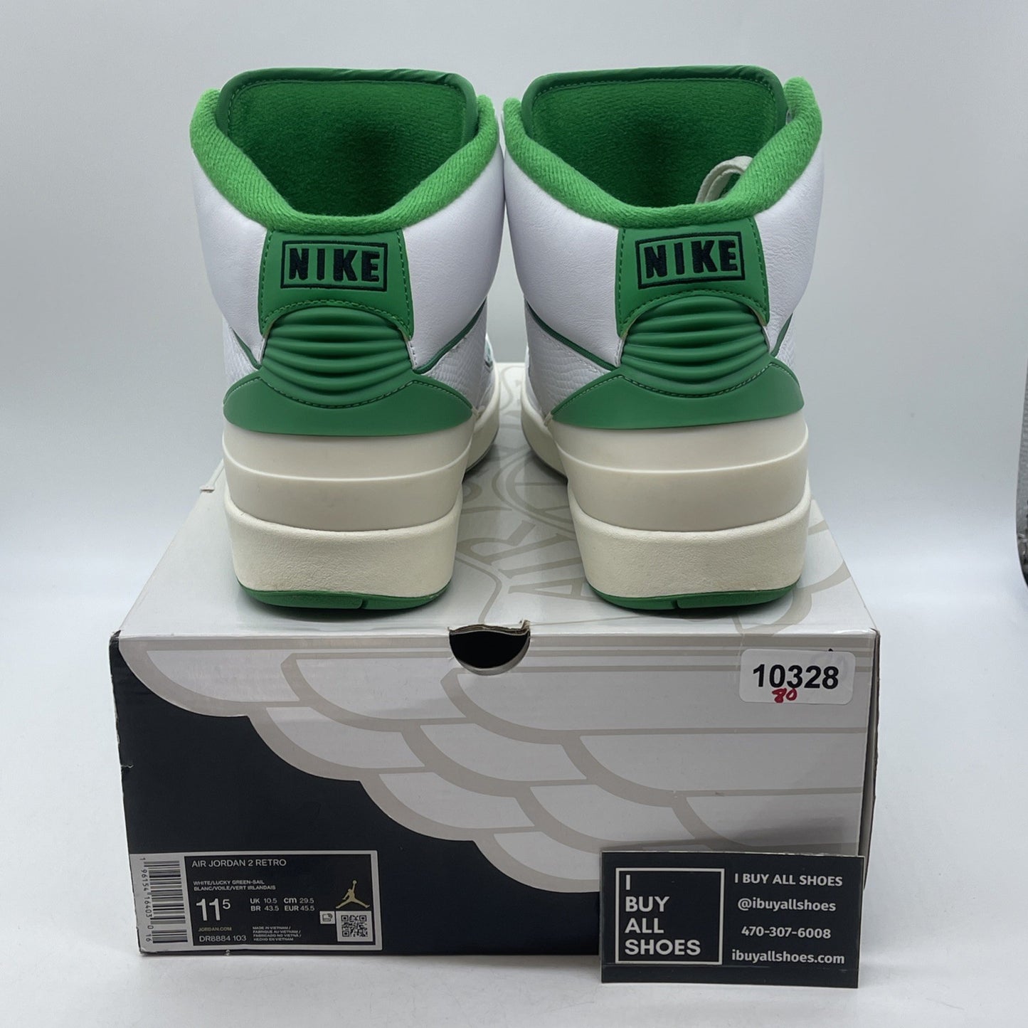 Size 11.5 - Jordan 2 Retro Lucky Green White Leather (DR8884-103)