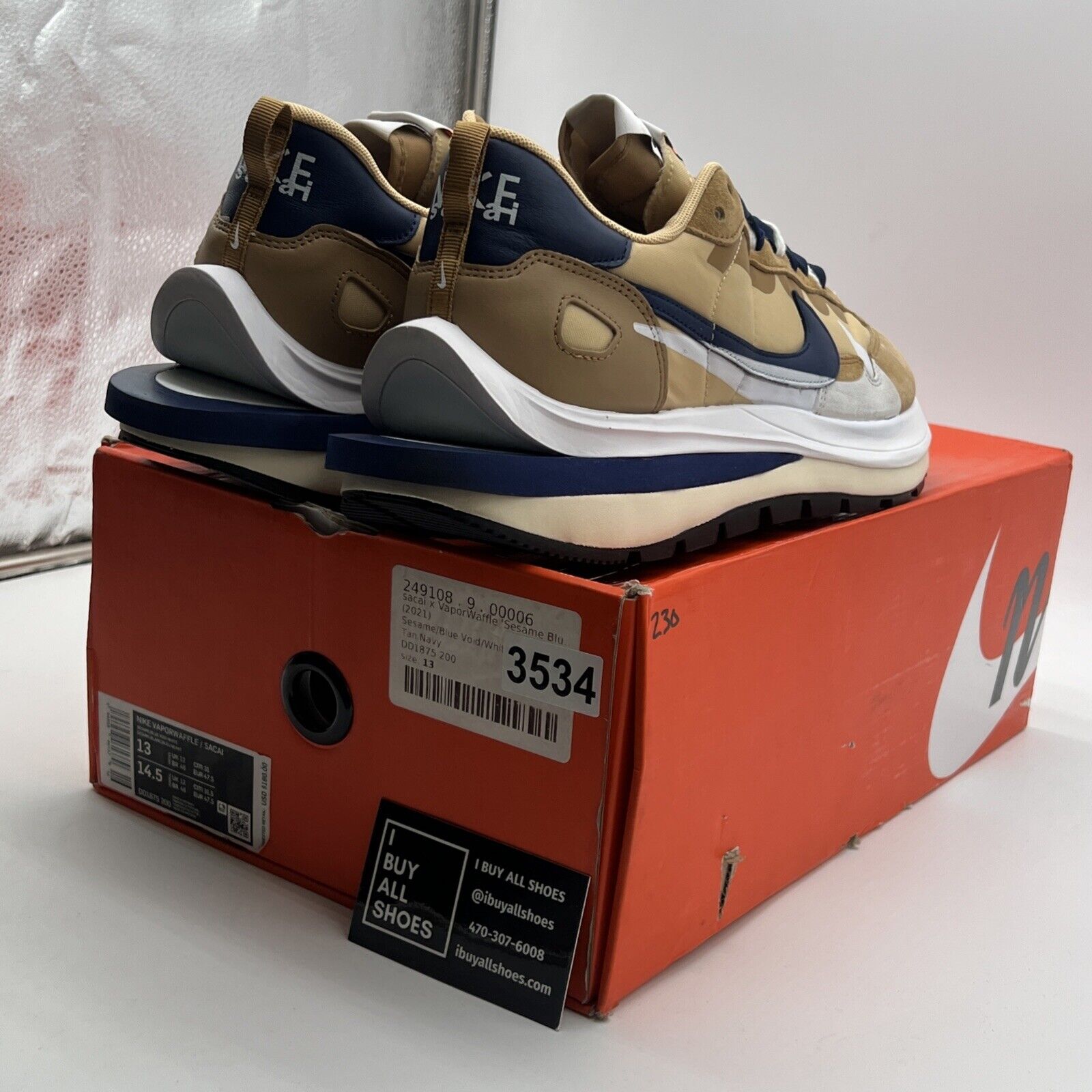 Size 13 - Nike VaporWaffle x Sacai Tan Navy (DD1875-200)
