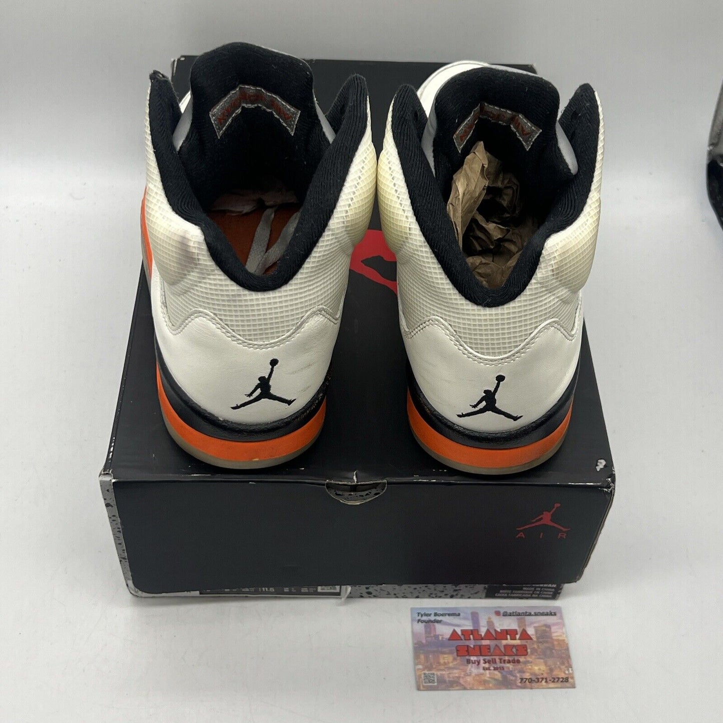 Size 10 - Jordan 5 Shattered Backboard White Black Orange Silver Leather