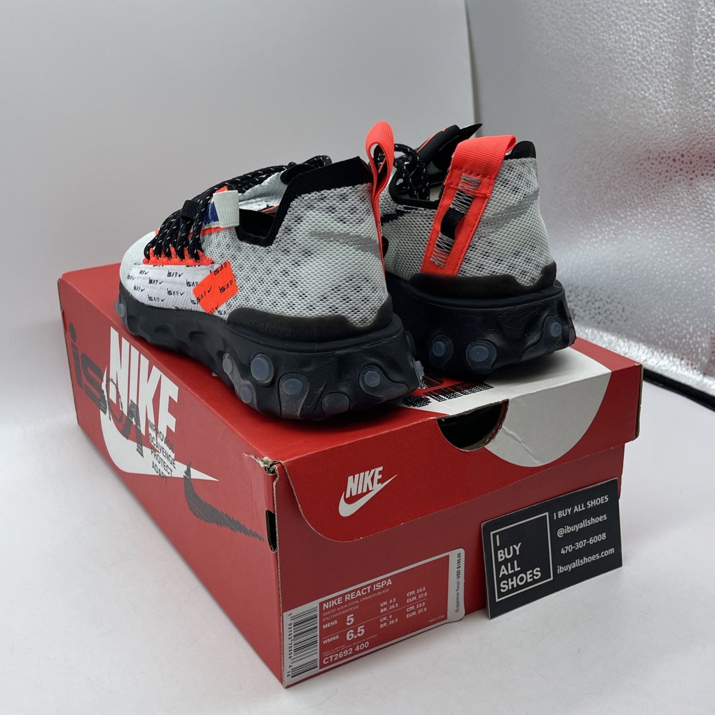 Size 5 - Nike React WR ISPA Ghost Aqua Black Grey Suede Leather (CT2692-400)