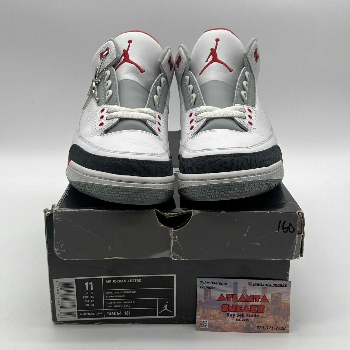 Size 11 - Air Jordan 3 Retro 2007 Fire Red White Grey Leather (136064-161)