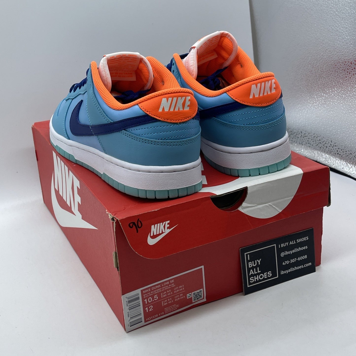 Size 10.5 - Nike Dunk SE Low Baltic Blue Total Orange Leather (HQ1538-416)