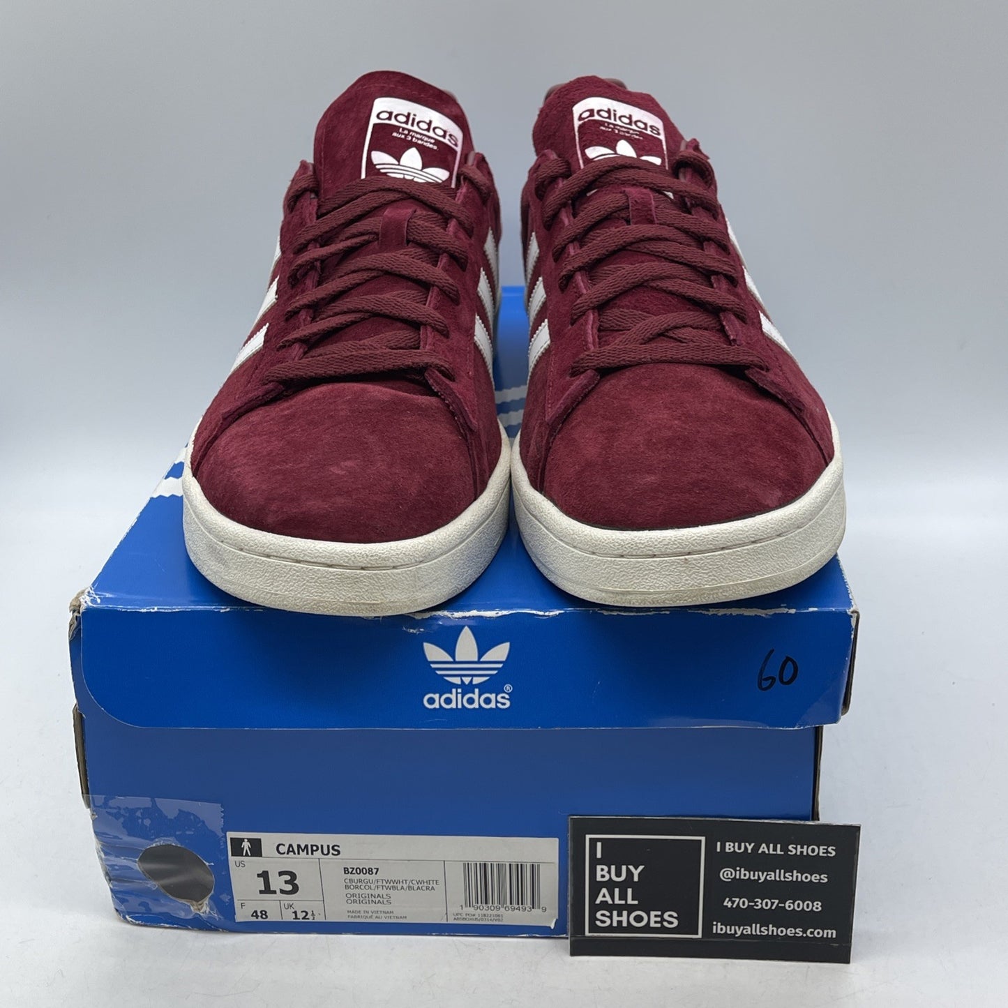 Size 13 - Adidas Campus Collegiate Burgundy (BZ0087)