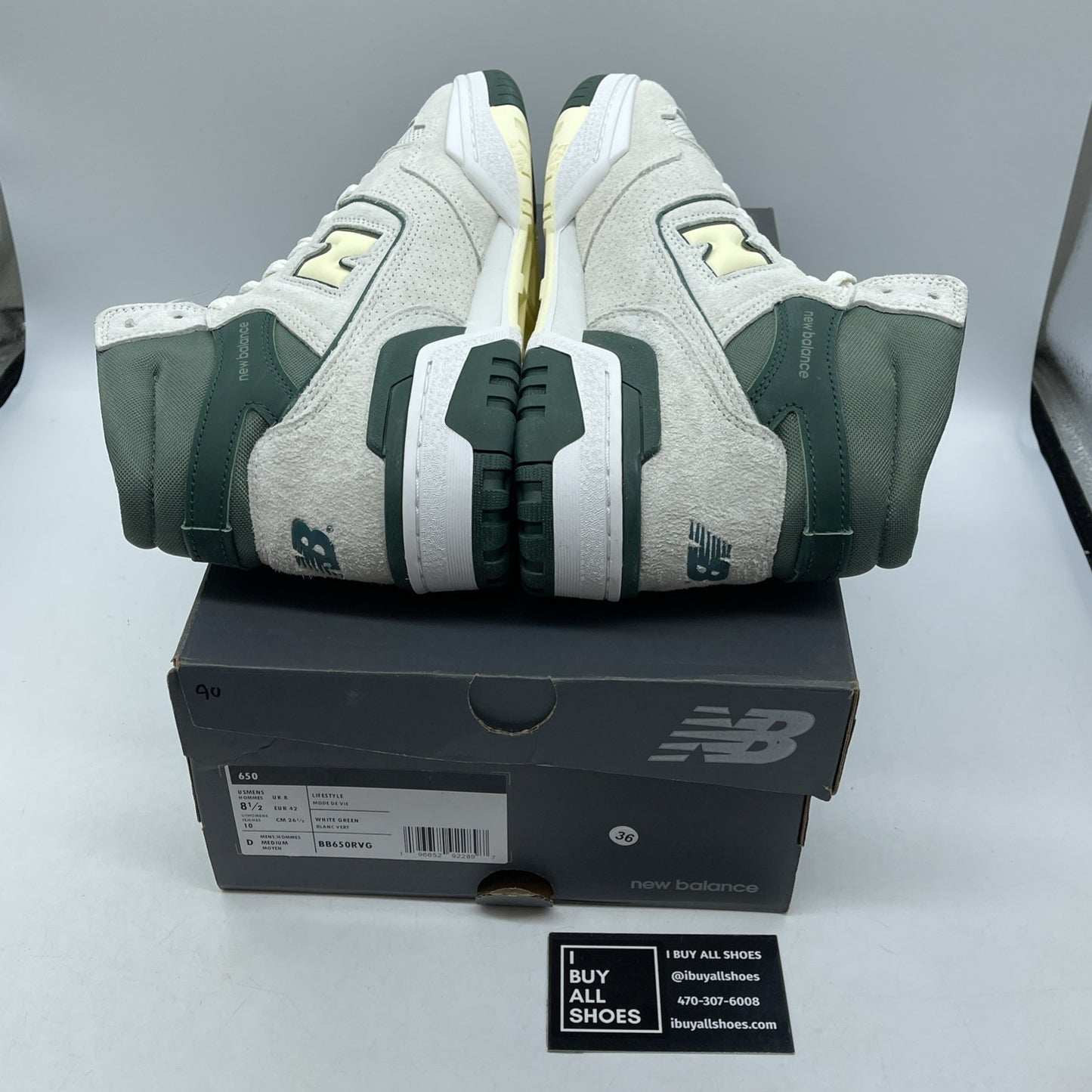 Size 8.5 - New Balance 650R Sea Salt Nightwatch Green White (BB650RVG)