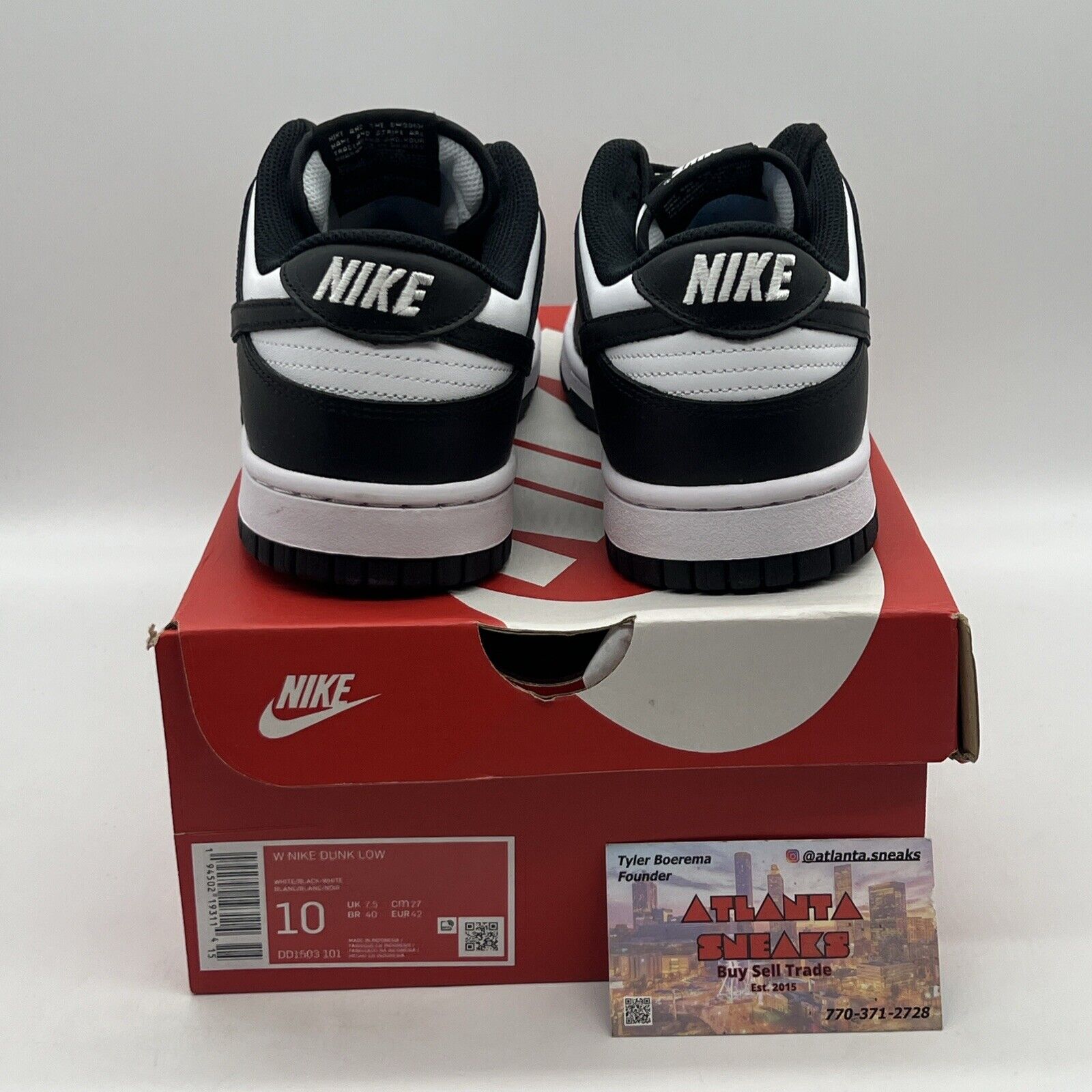 Size 10 - Nike Dunk Low Black White W Brand New Og All