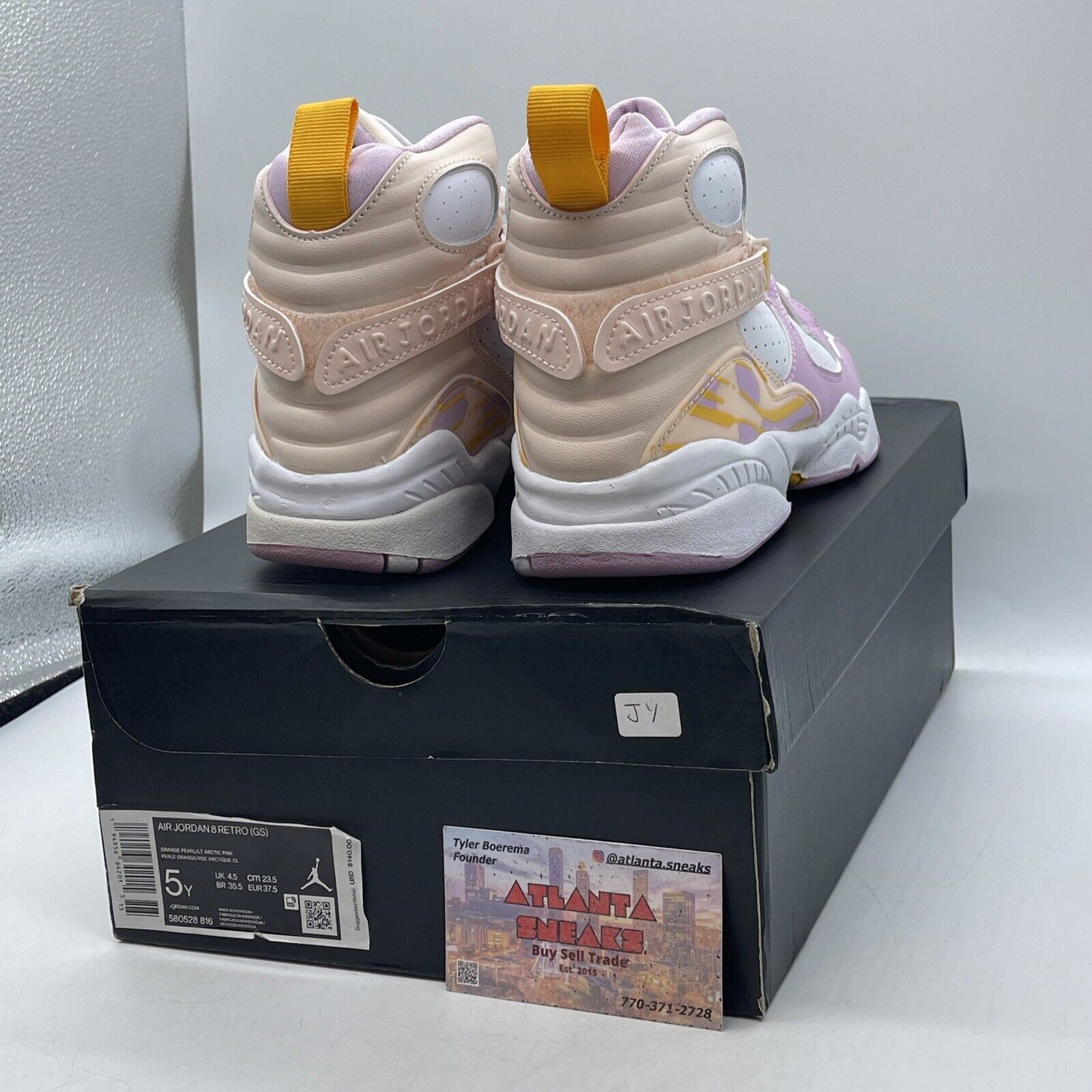 Size 5Y (GS) - Jordan 8 Retro High Light Arctic Pink Pink Yellow (580528-816)