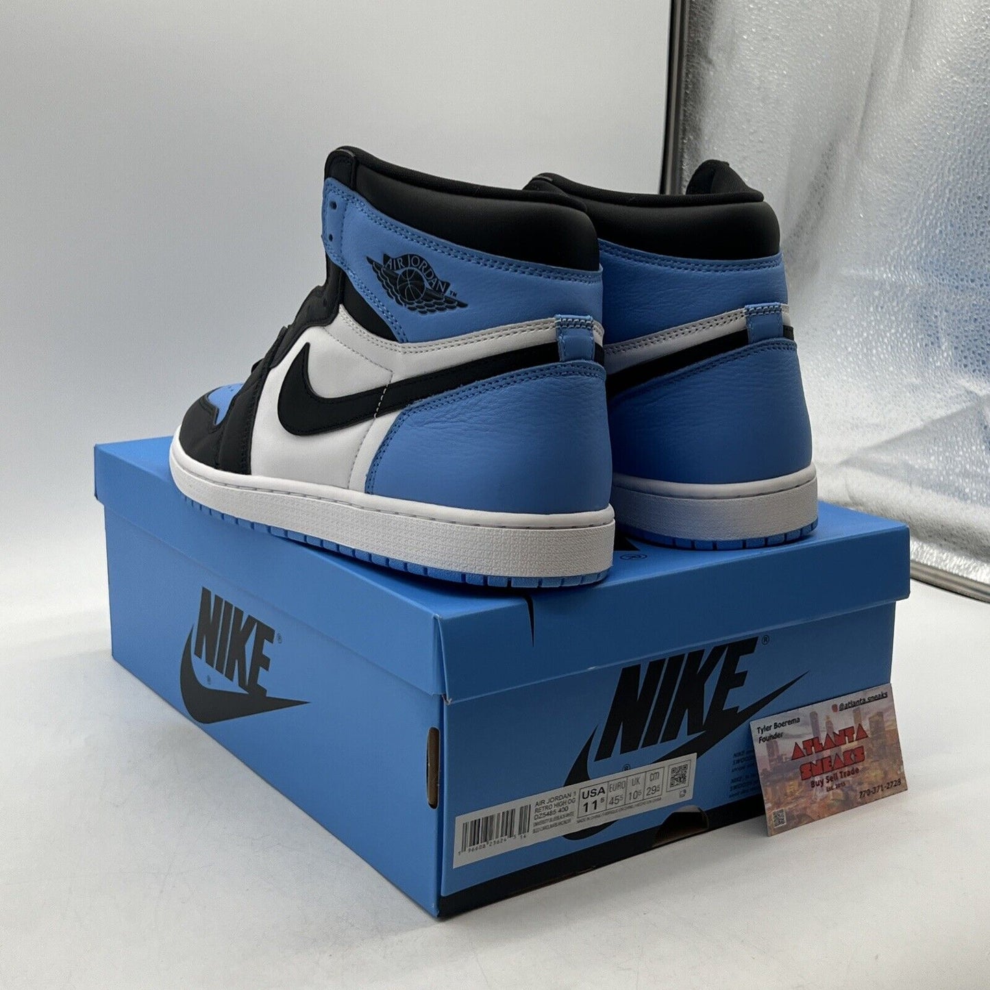 Size 11.5 - Jordan 1 Retro OG High UNC Toe Black White Blue Leather (DZ5485-400)