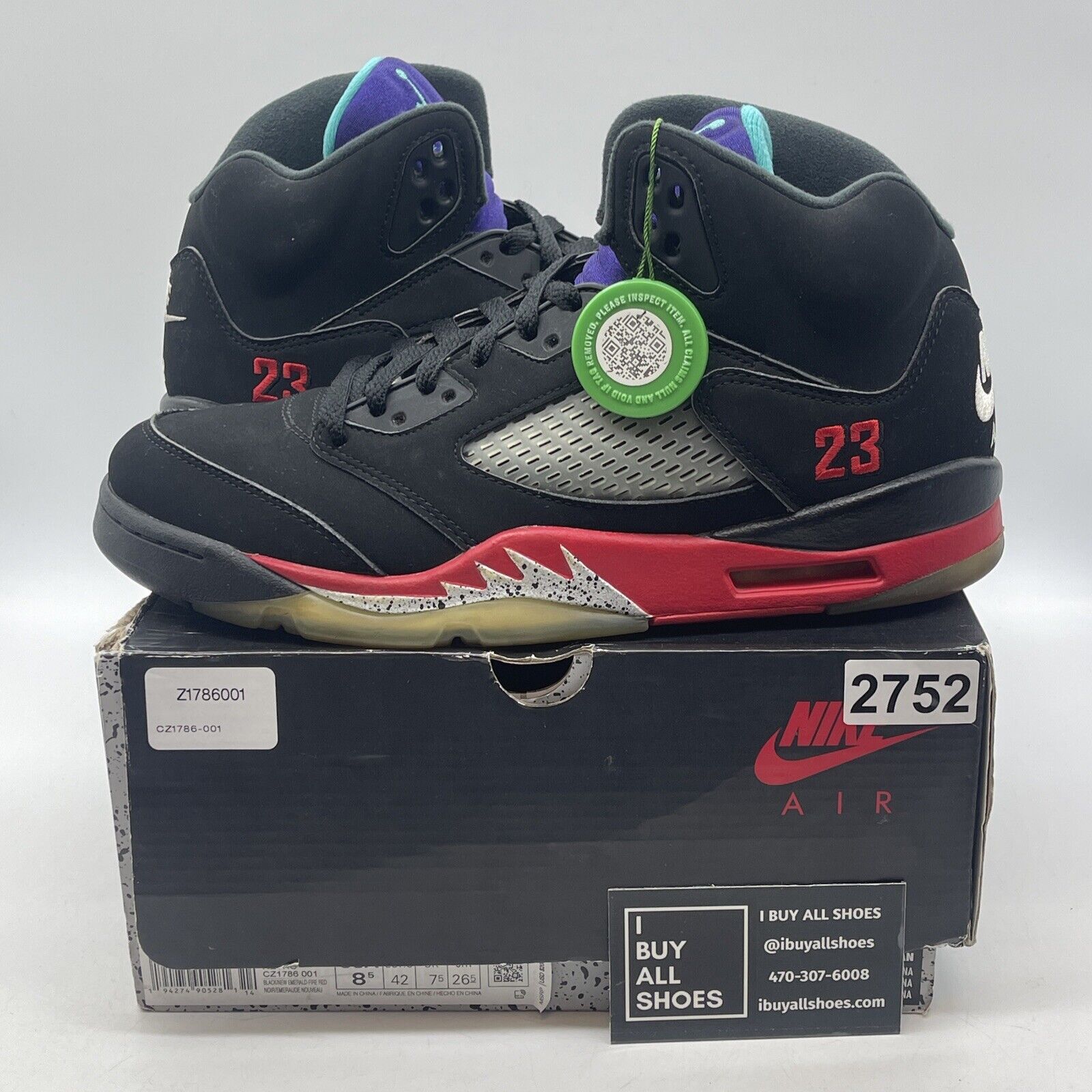 Size 8.5 - Jordan 5 Retro Top 3 Black Red Purple White Blue Suede (CZ1786-001)