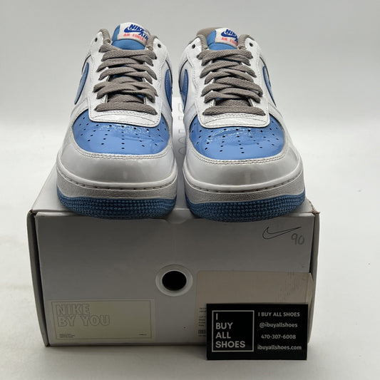 Size 10 -NIKE AIR FORCE 1 LOW UNLOCKED ID NIKE BY YOU "PATENT" BLUE (DJ7015-991)