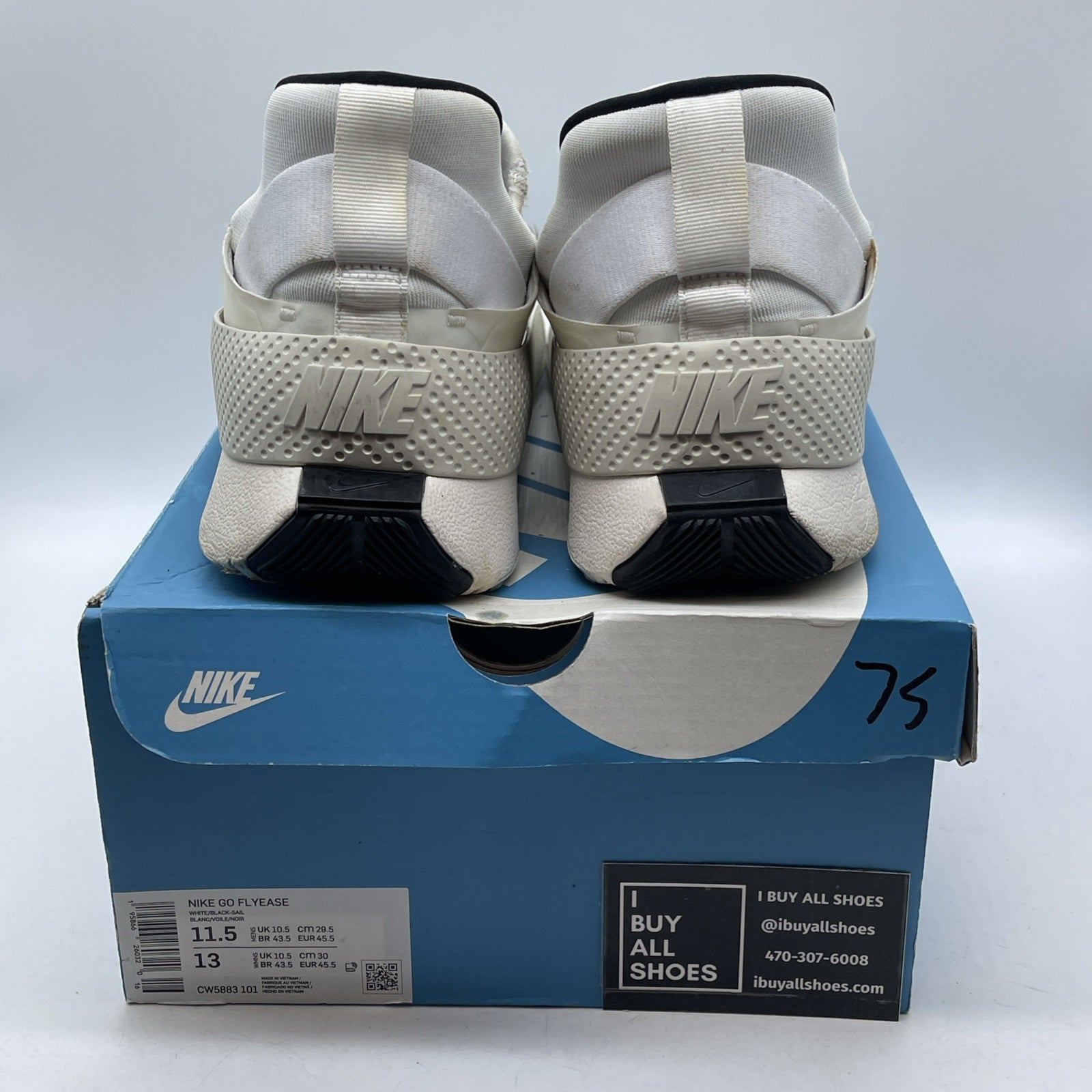 Size 11.5 - Nike Go Flyease White Sail Black Gum Suede Leather (CW5883-101)