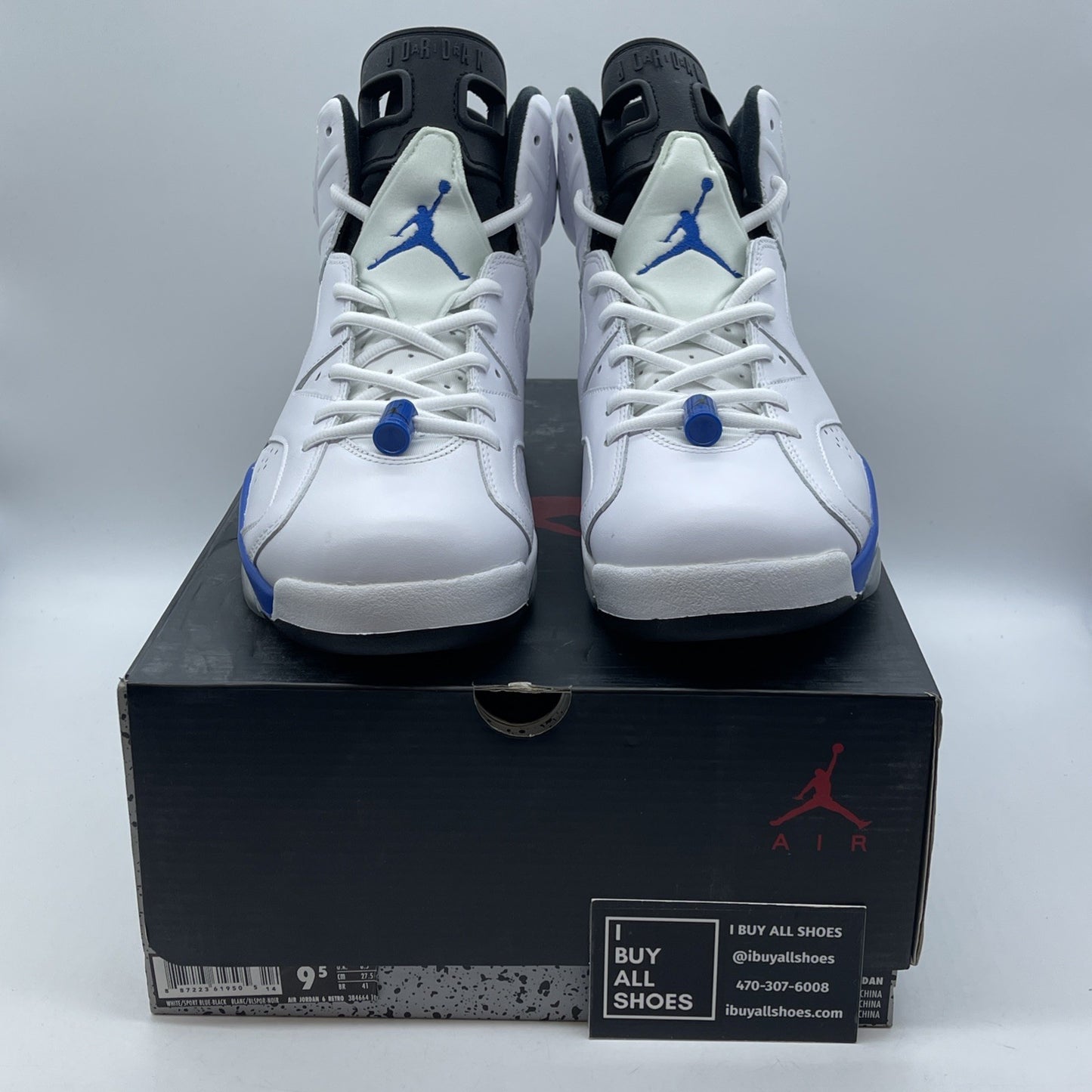 Size 9.5 - Air Jordan 6 Retro 2014 Sport Blue White Leather (384664-107)