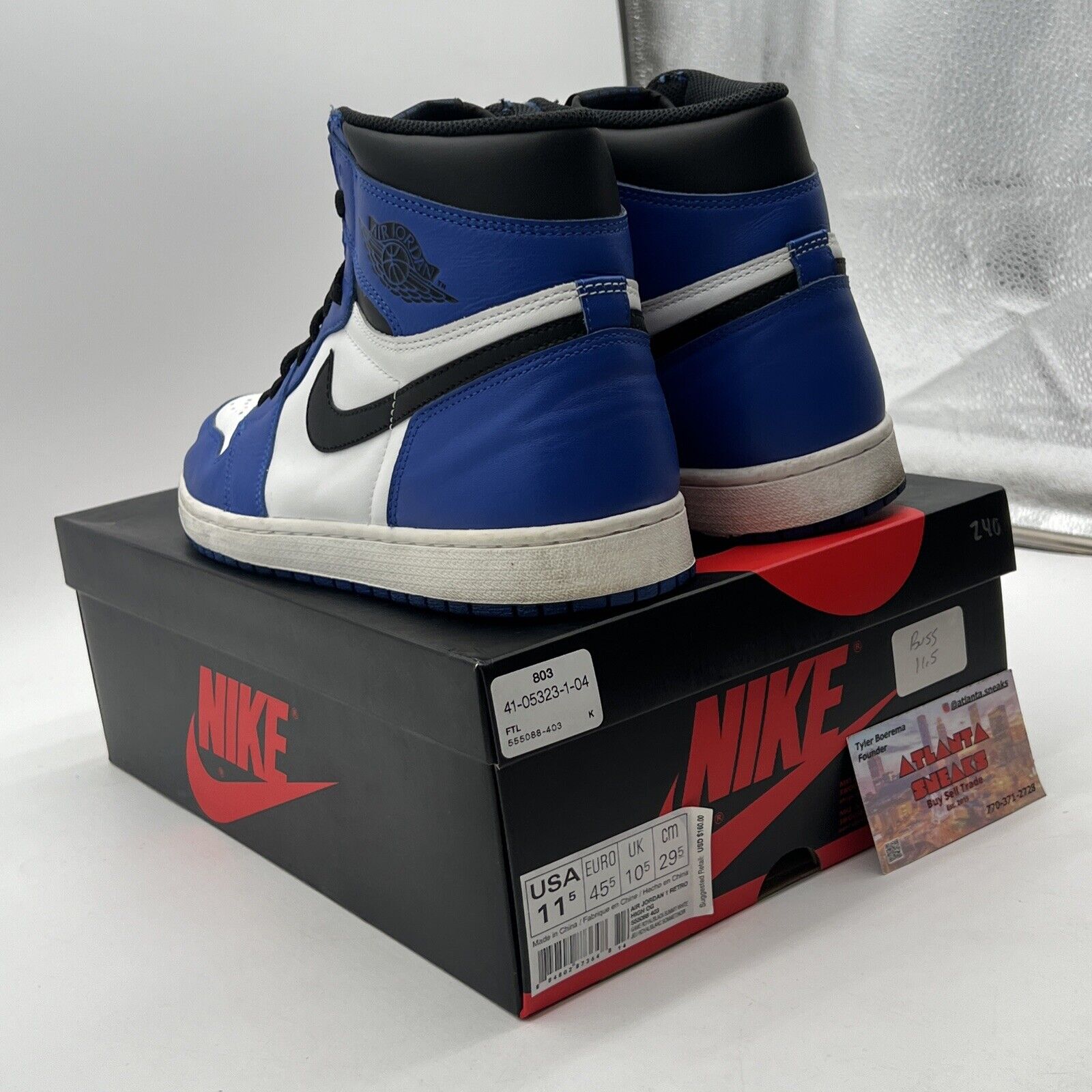 Size 11.5 - Jordan 1 Retro High OG Game Royal 2018 White Black Blue (555088-403)