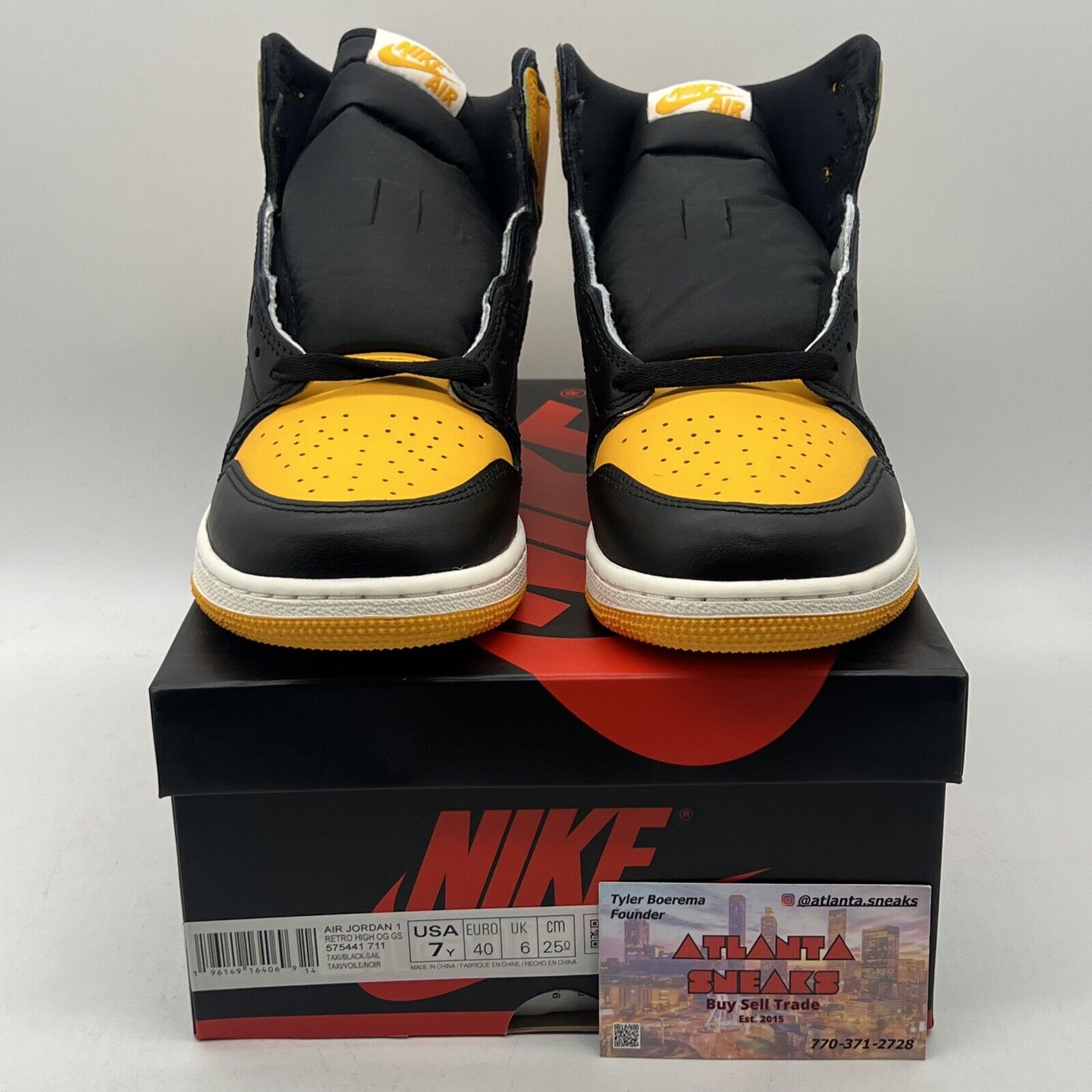 Size 7 - Jordan 1 Retro OG High Yellow Toe Black White (575441-711)