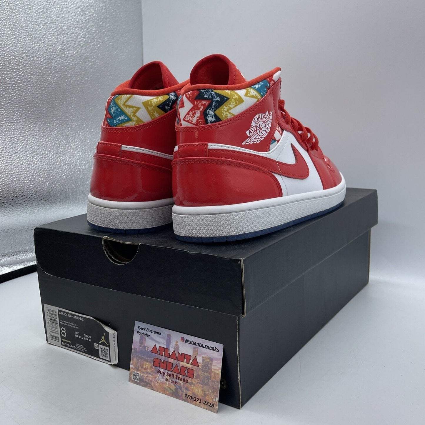 Size 8 - Air Jordan 1 Mid Barcelona Sweater Red Leather White (DC7294-600)