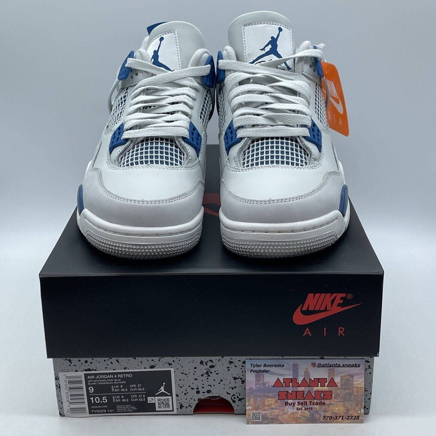 Size 9 - Air Jordan 4 Retro 2024 Military Blue White Leather (FV5029-141)