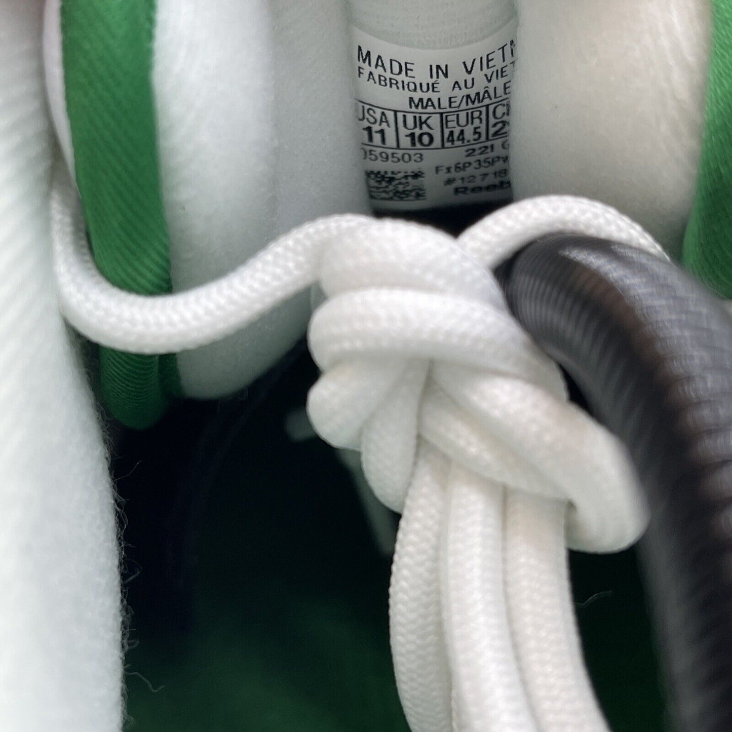 Size 11 - Reebok Question Low Green Toe White Leather Suede (GZ0367)