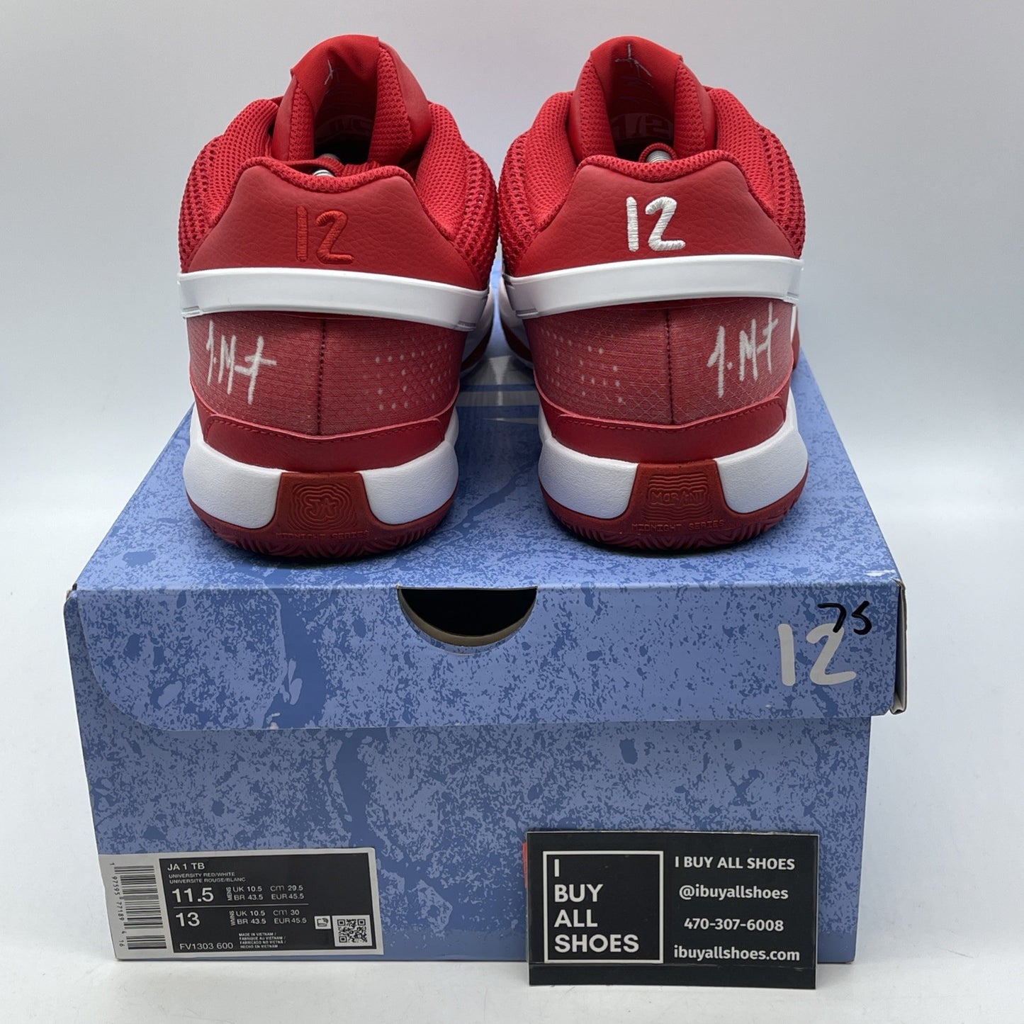 Size 11.5 - Nike Ja 1 TB Basketball Shoes University Red White (FV1303-600)