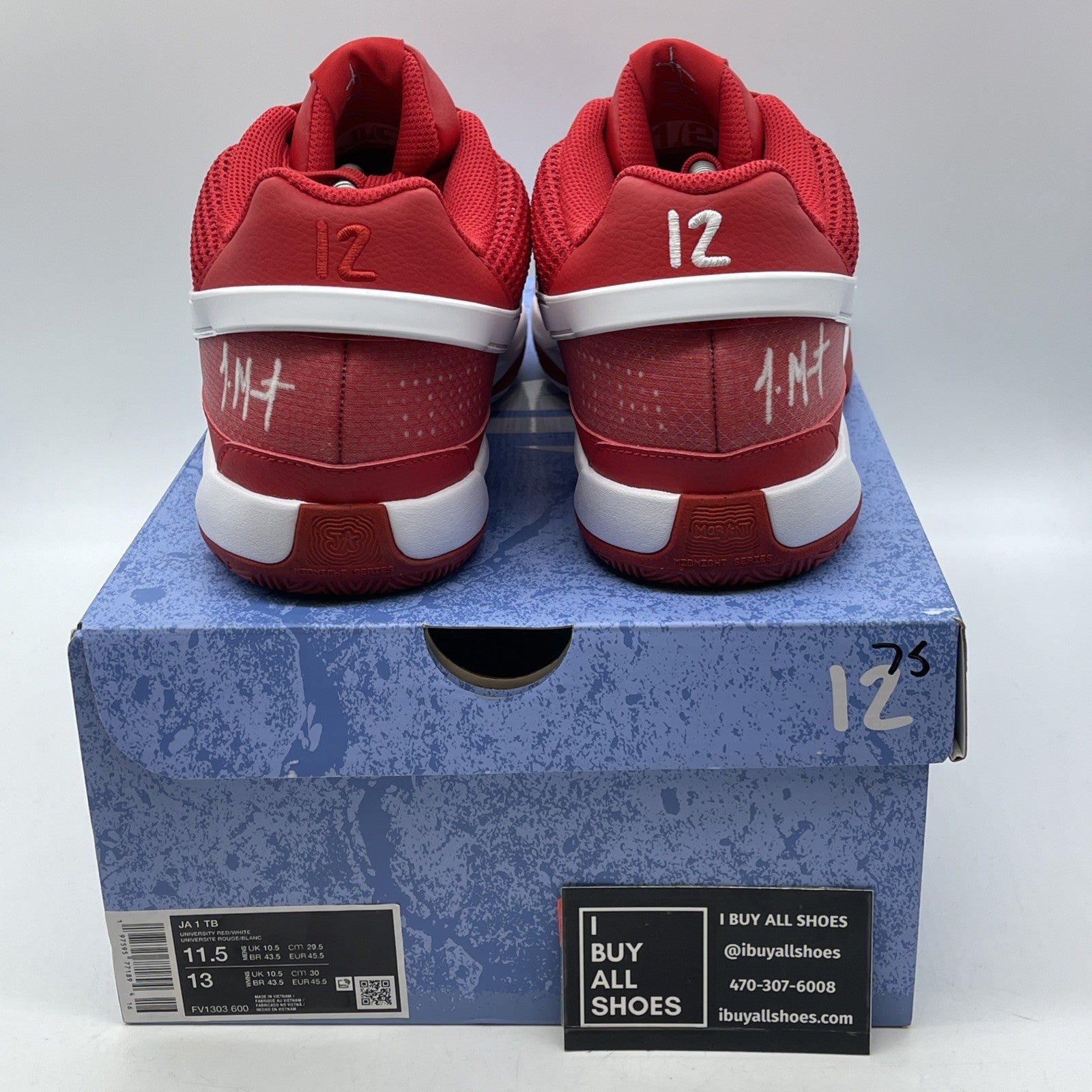 Size 11.5 - Nike Ja 1 TB Basketball Shoes University Red White (FV1303-600)
