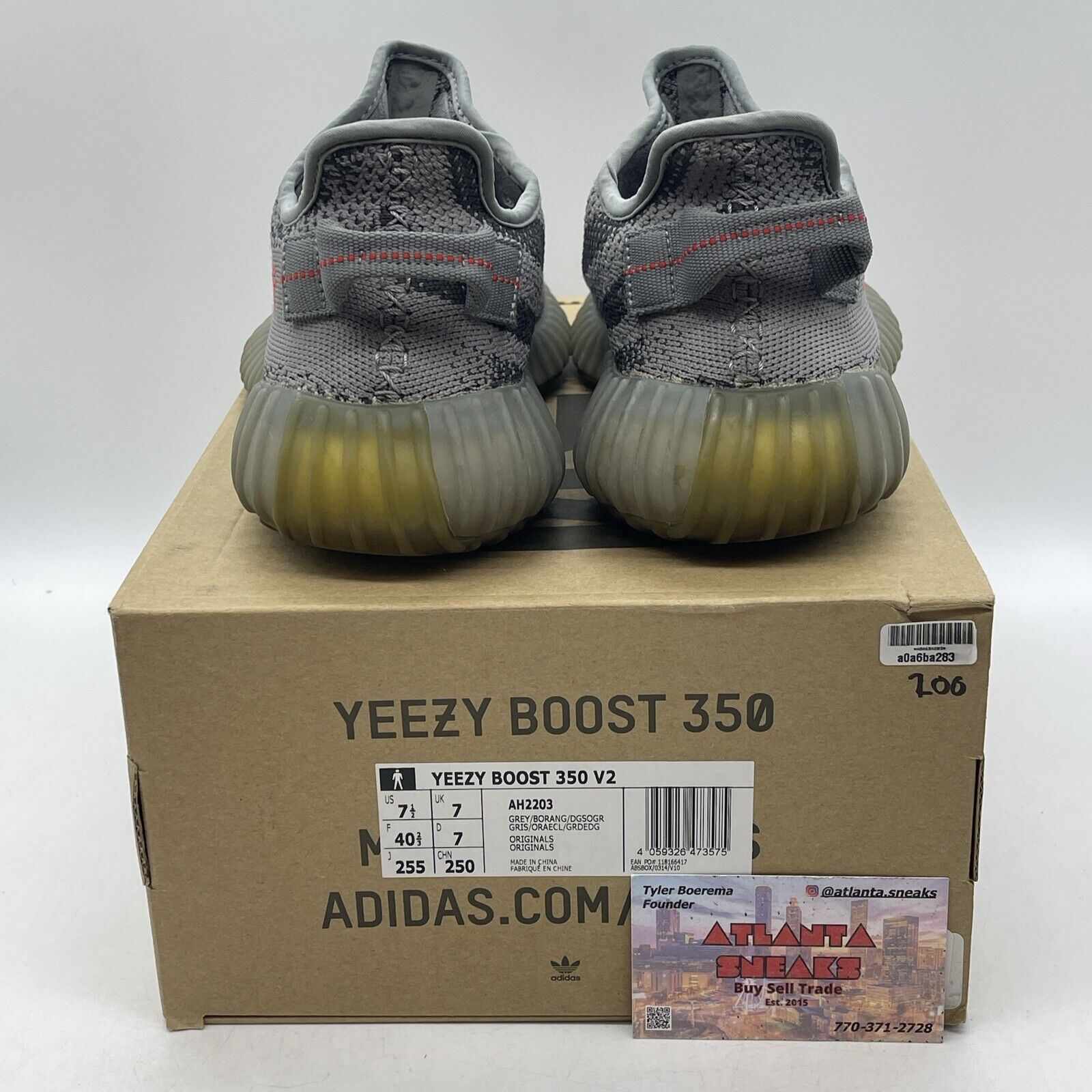 Size 7.5 - adidas Yeezy Boost 350 V2 Low Beluga 2.0 Grey Red Suede (AH2203)