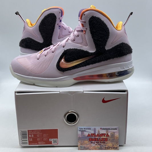 Size 9.5 - Nike LeBron 9 Regal Pink Orange Yellow Purple Blue (DJ3908-600)